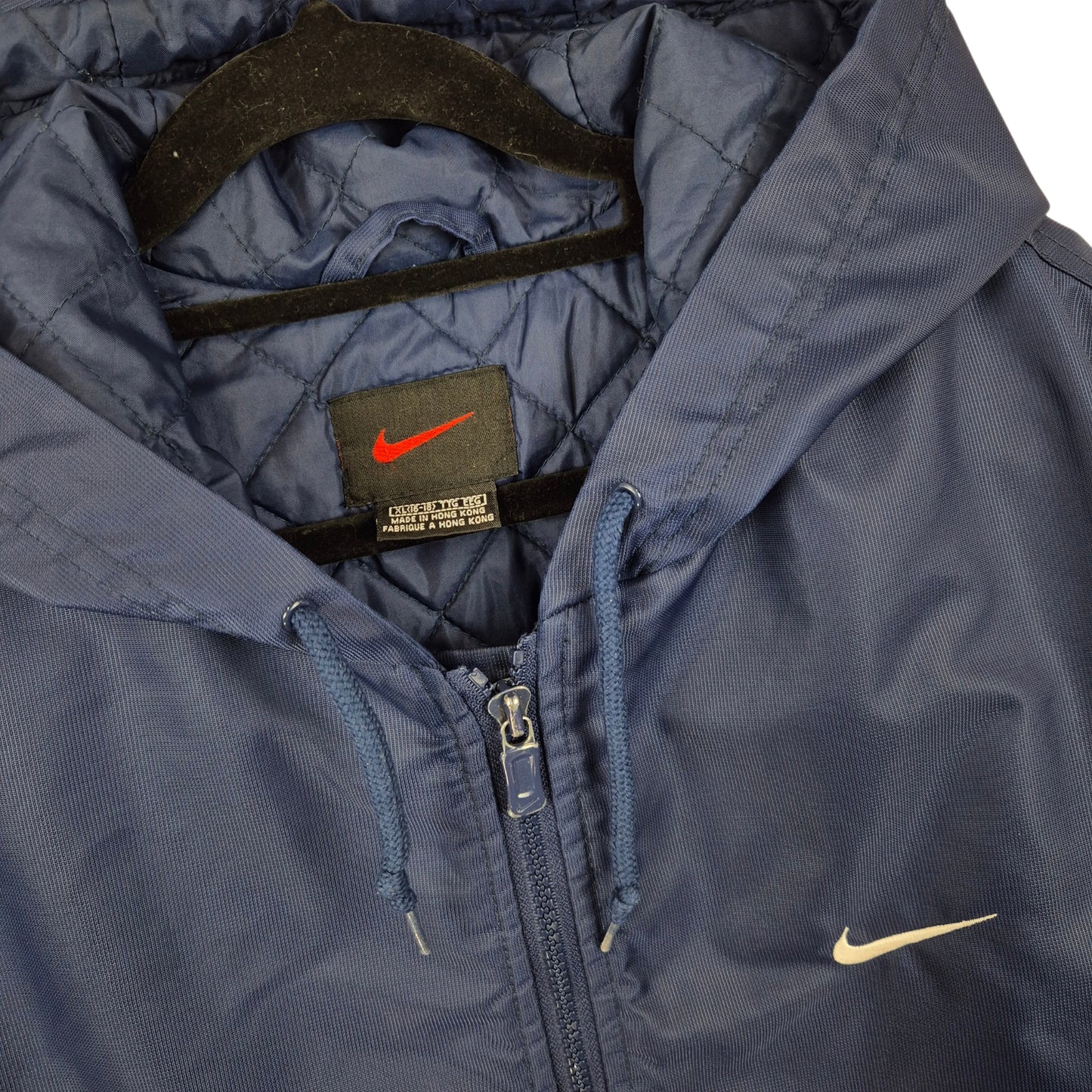 Vintage Nike 90's Womens Dark Blue Padded Nylon Jacket Size XL