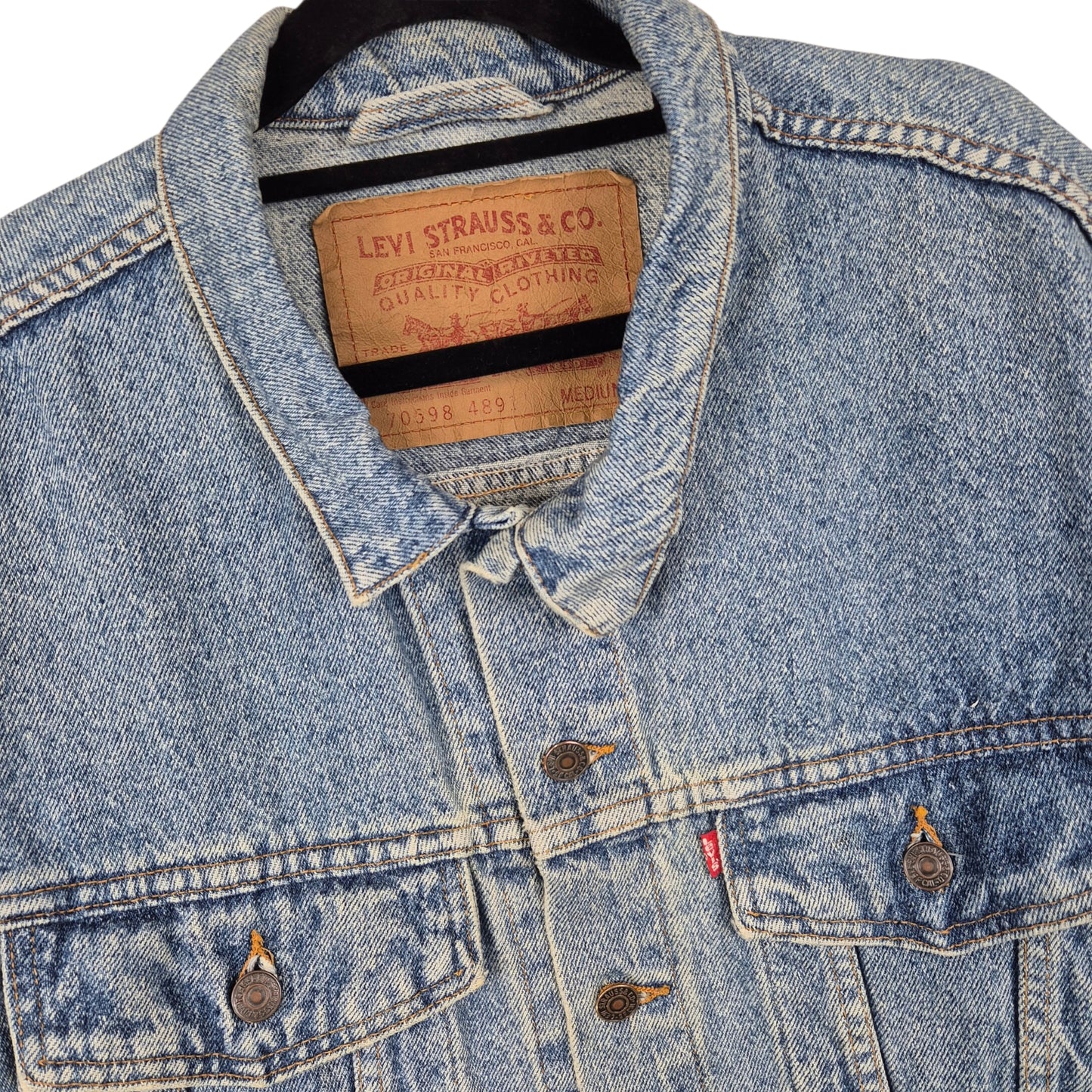 Vintage Levis 90's Blue Heavy USA Made Denim Jacket Size M