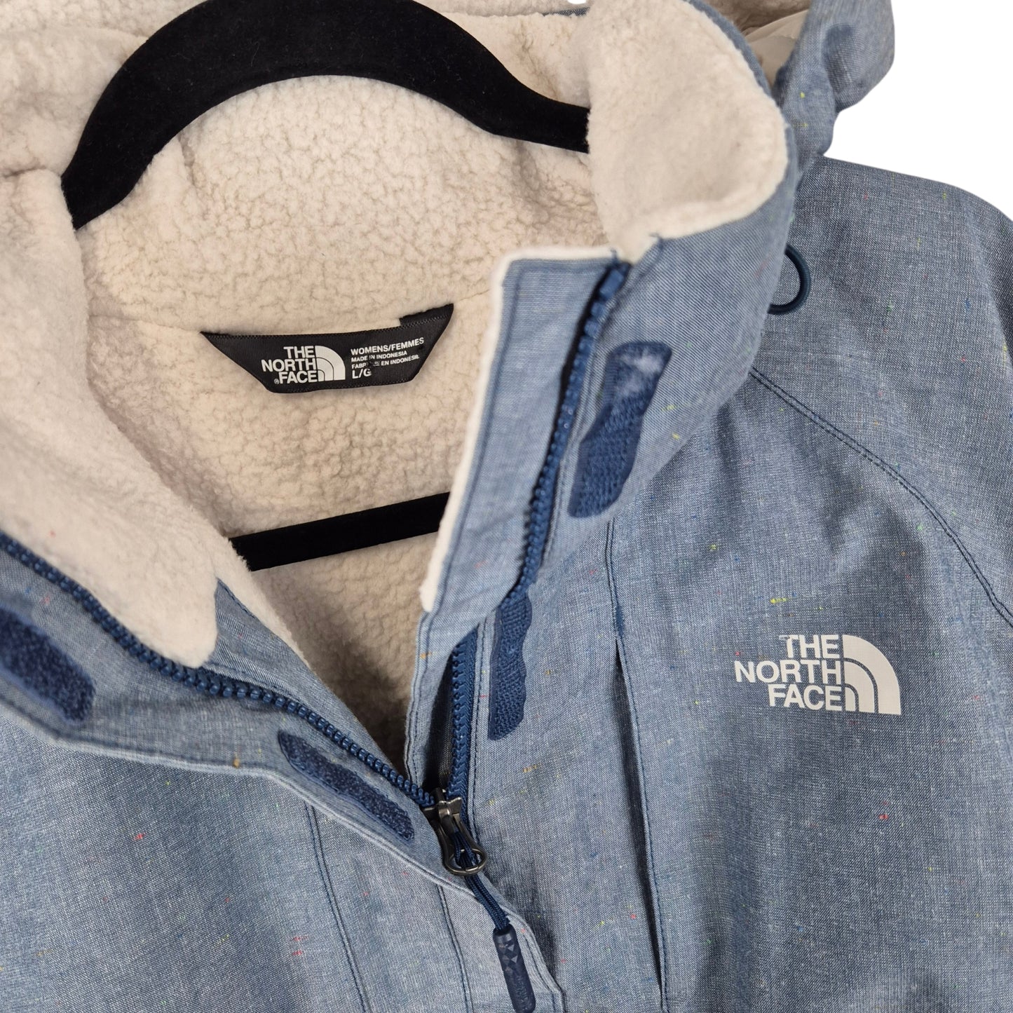 The North Face Womens Steel Blue Fleece Quilted Jacket Size L