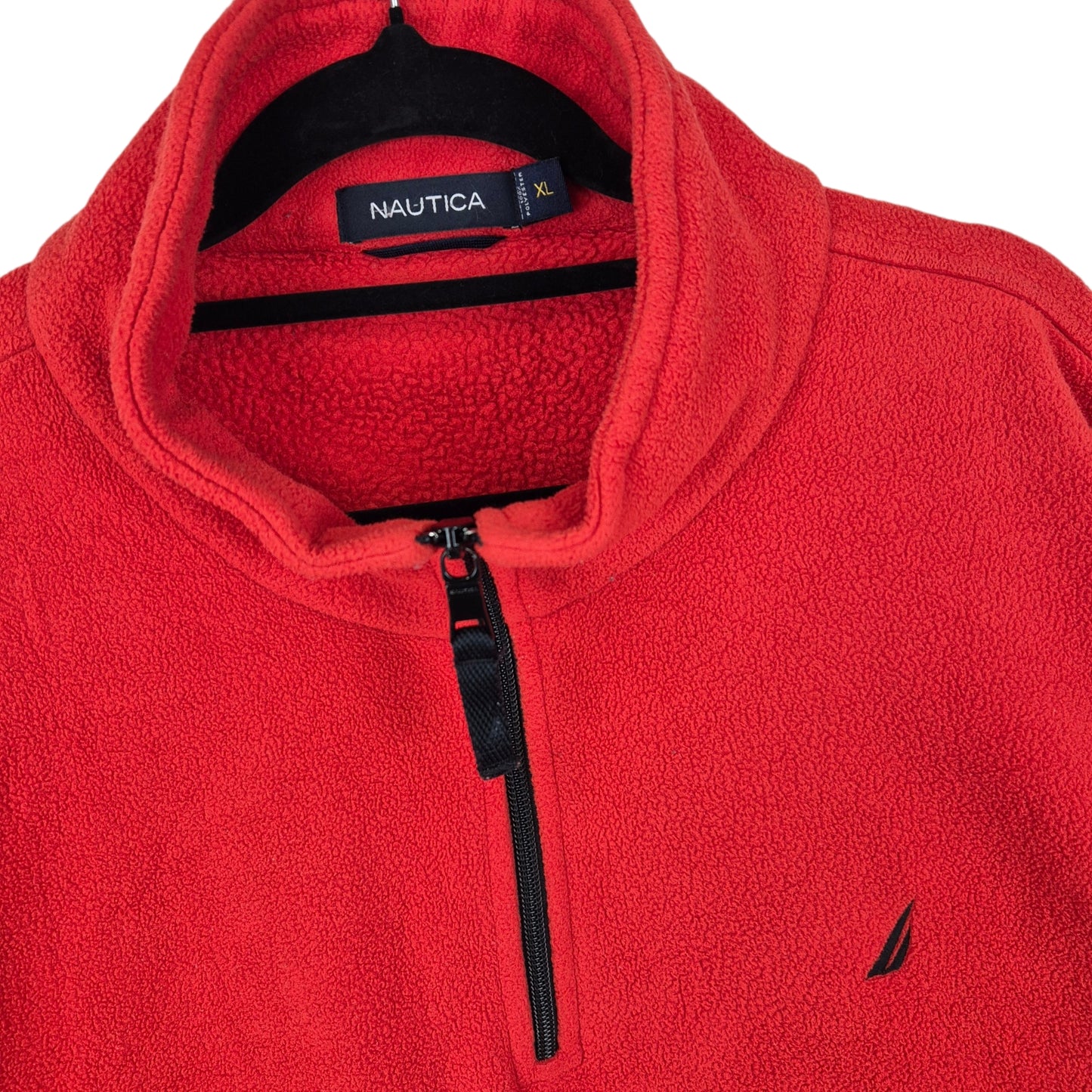 Nautica Bright Orange Quarter Zip Fleece Jumper Size XL