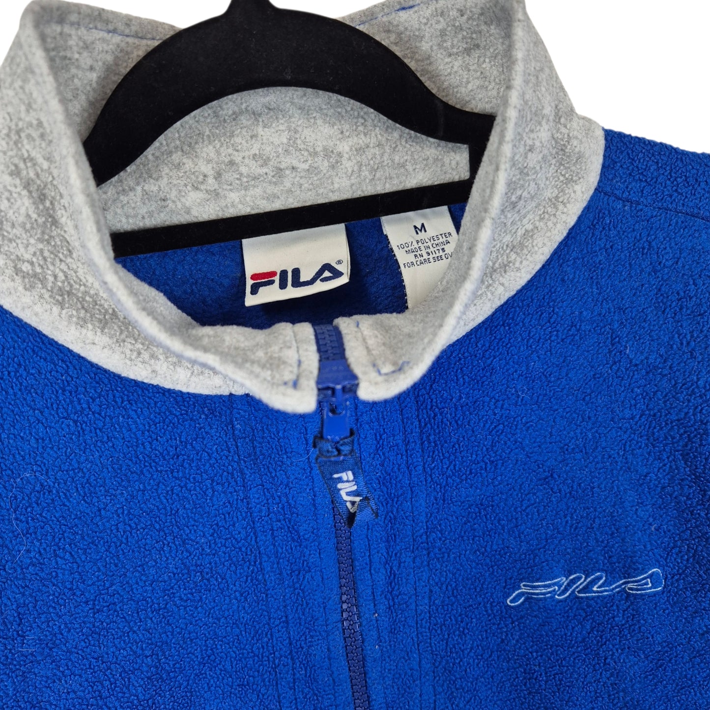 Vintage FILA Blue Quarter Zip Fleece Jumper Size M
