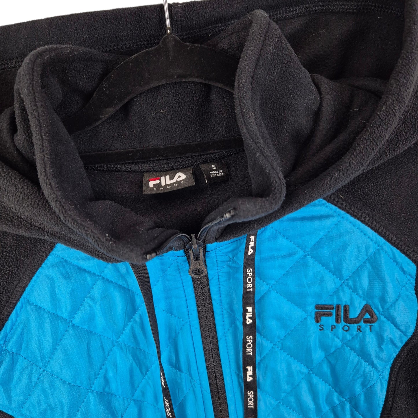FILA Sport Womens Black & Blue Fleece Zip Hoodie Size S