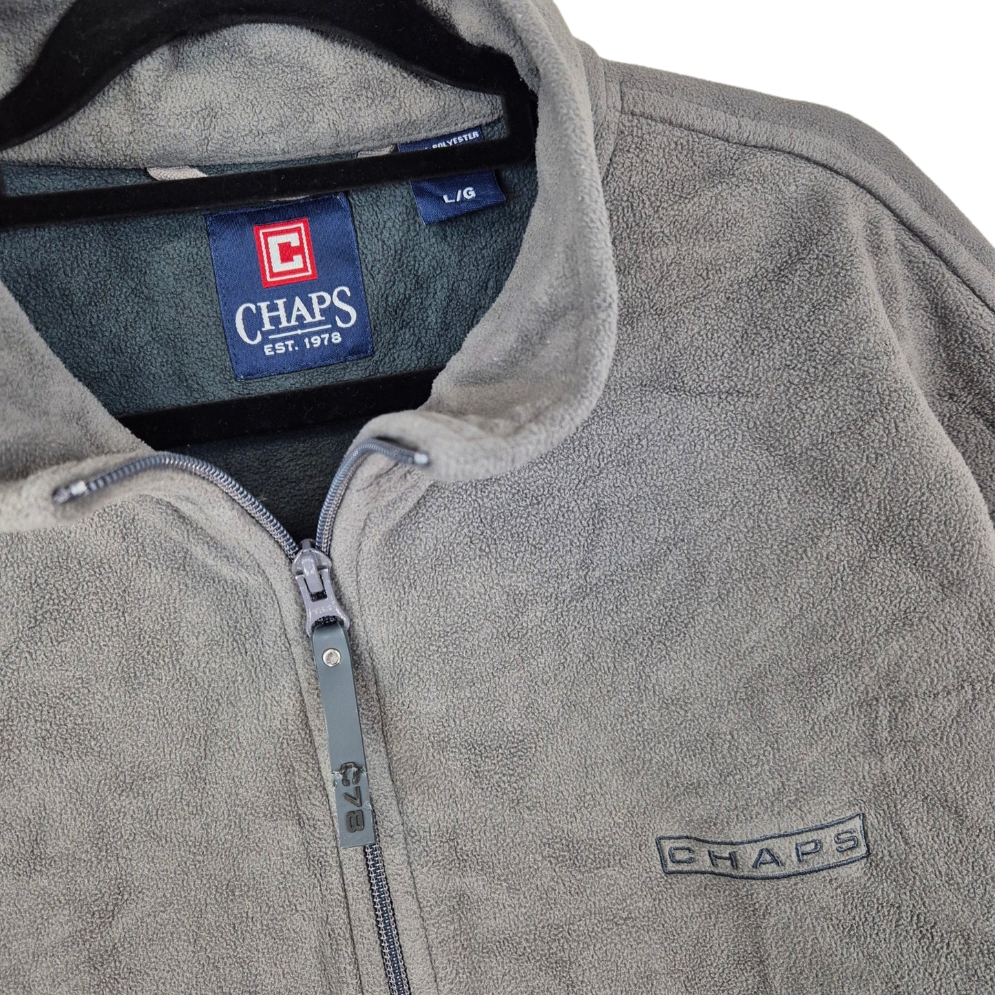 Vintage Chaps 2000's Grey Fleece Zip Jumper Size L