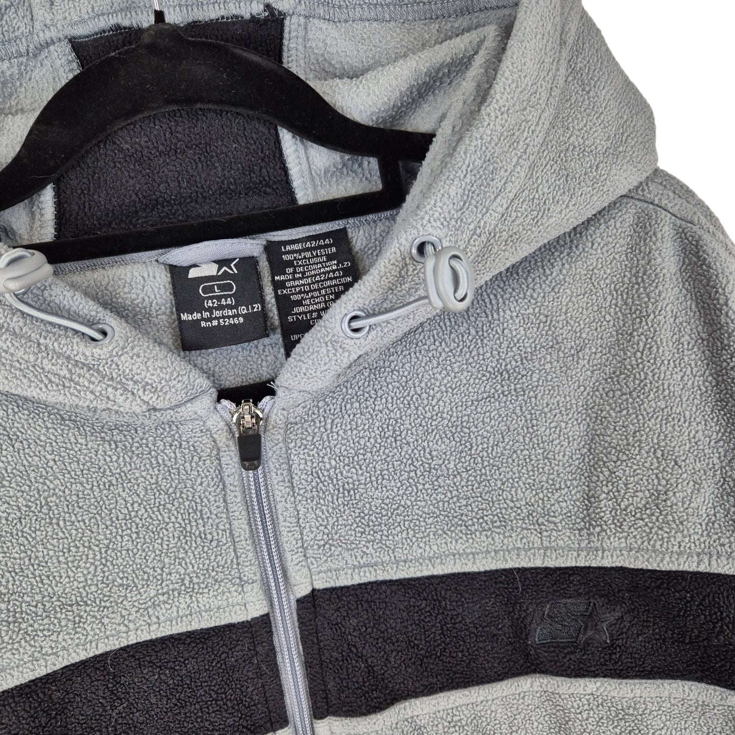 Vintage Starter 90's Grey Hooded Fleece Zip Jumper Size L