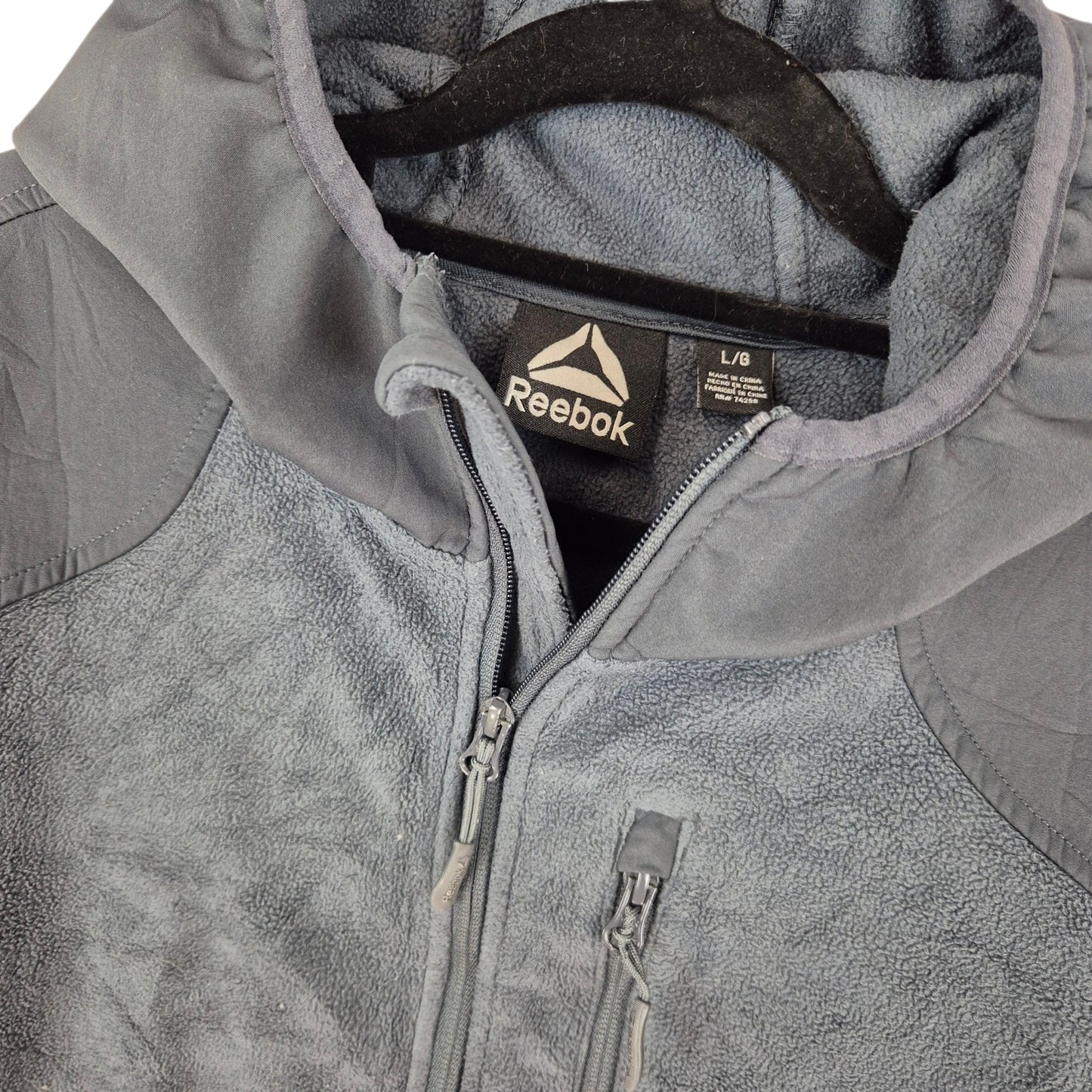 Reebok Grey Hooded Fleece Zip Jumper Size L
