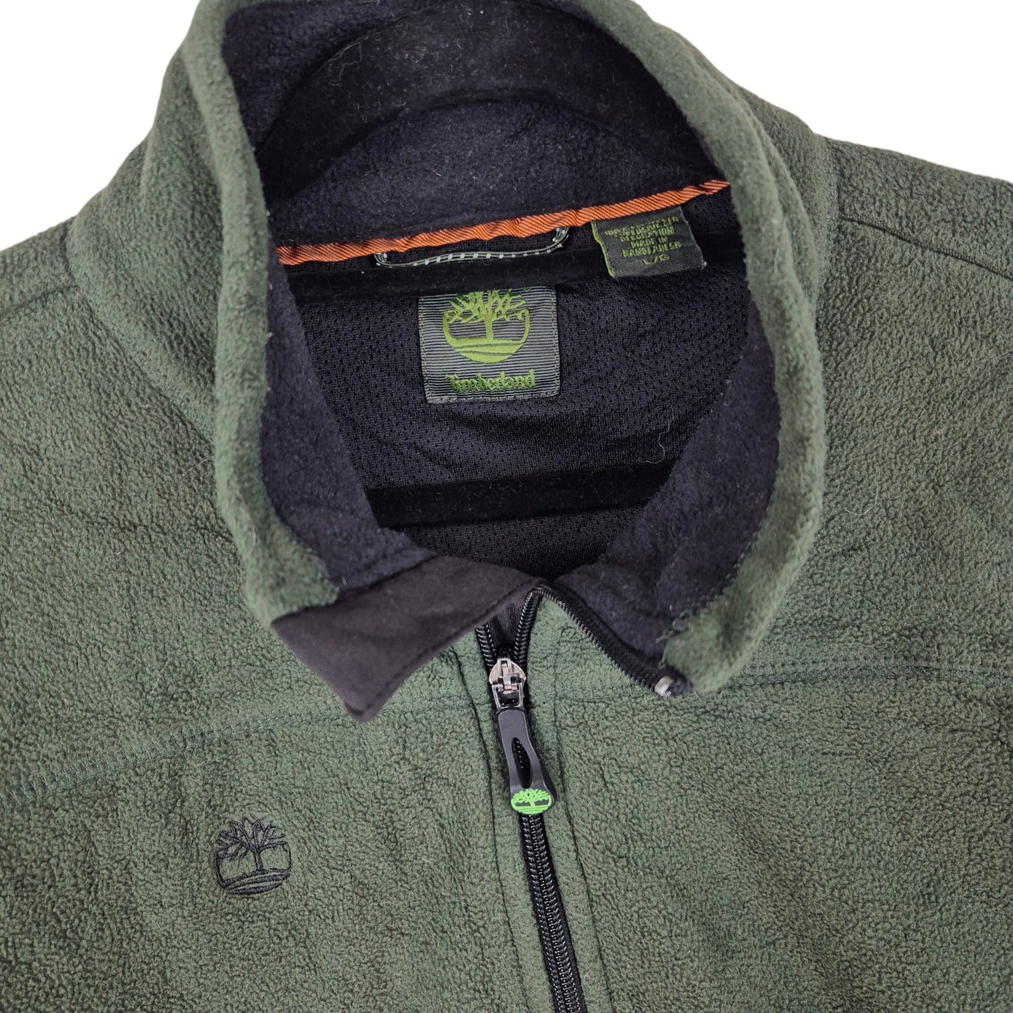 Timberland Green Quarter Zip Fleece Jumper Size L