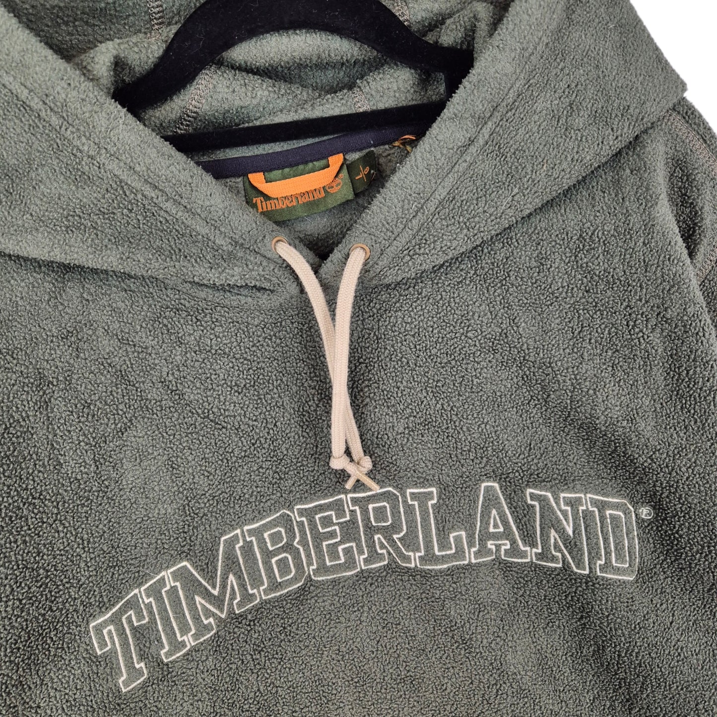 Vintage Timberland 90's Green Embroidered Fleece Hoodie Size L