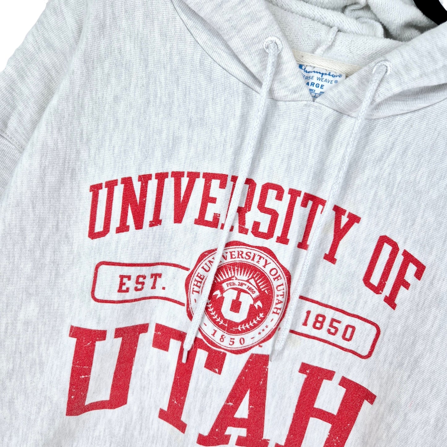 Champion Reverse Weave Utah University Light Grey Hoodie Size L