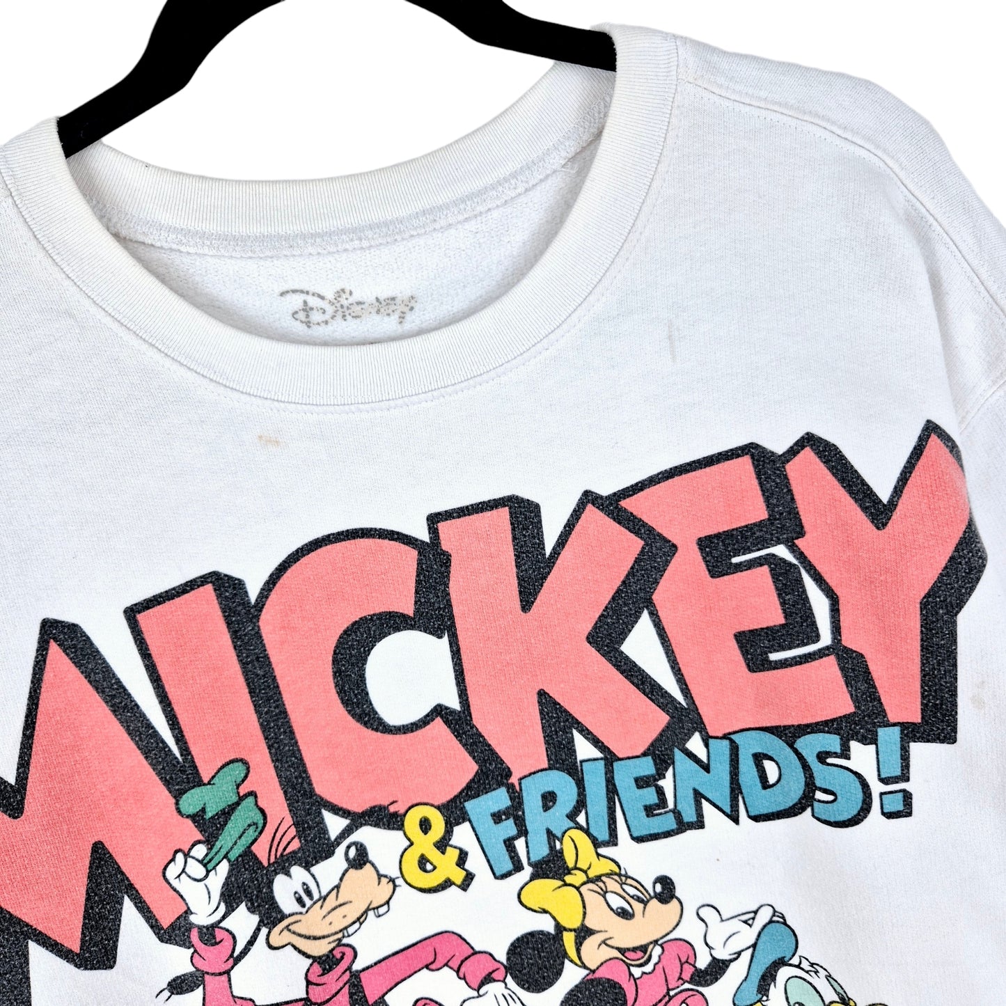 Disney Mickey & Friend White Crewneck Sweater Size XL
