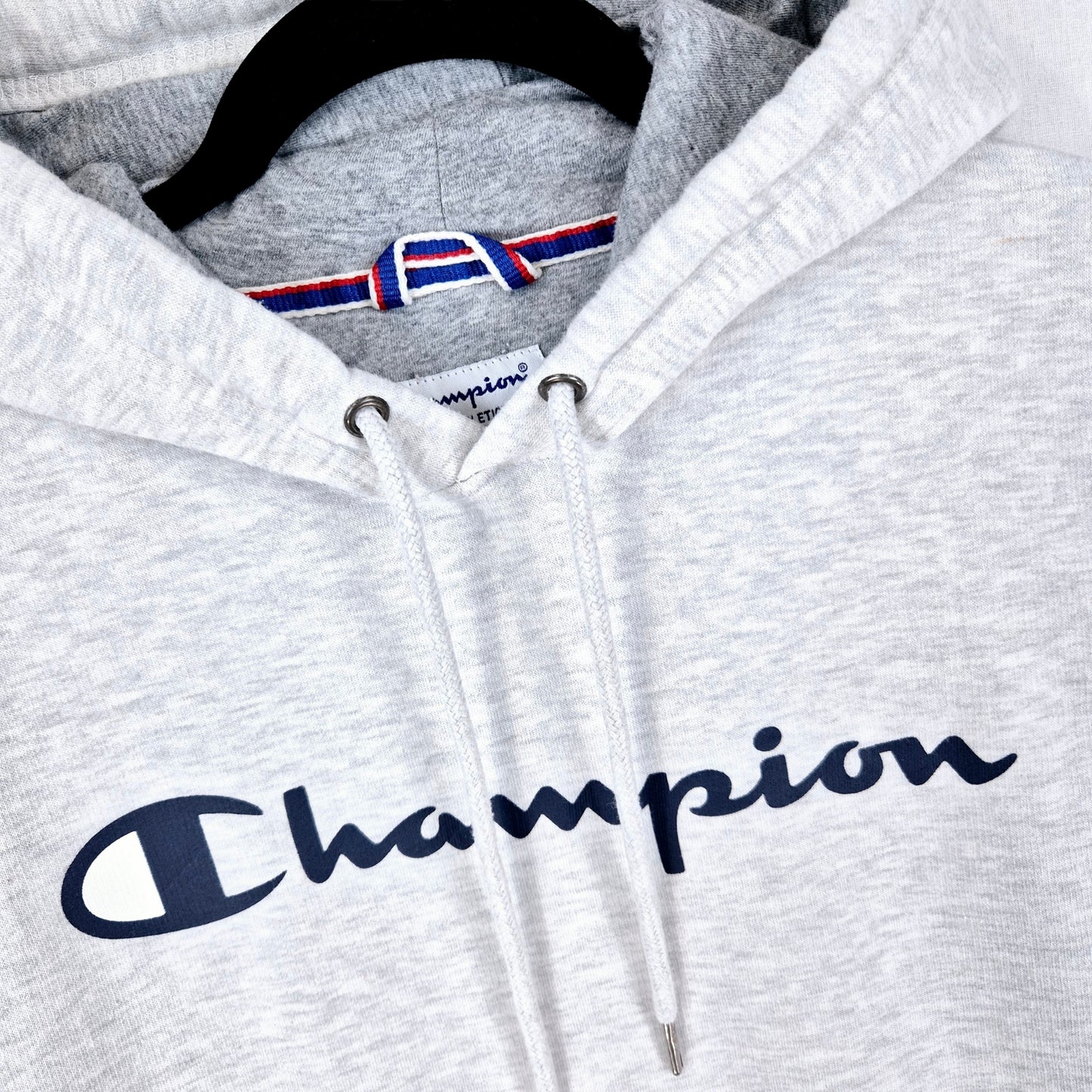 Champion Light Grey Chest Script Hoodie Size M