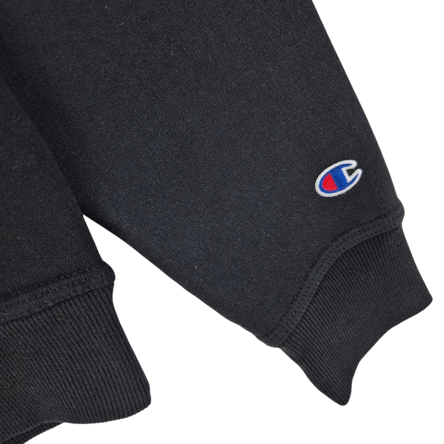 Champion Black Chest Script Hoodie Size S