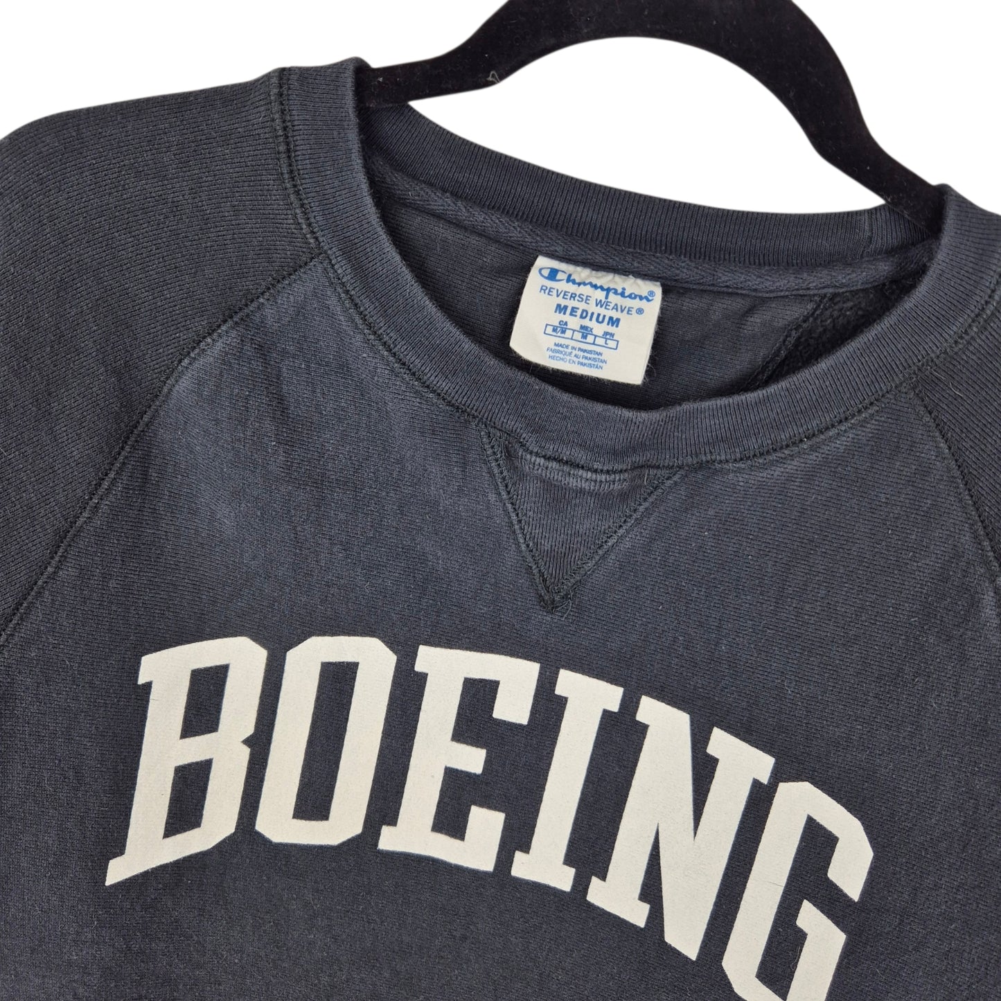 Champion Reverse Weave Beoing Black Heavy Crewneck Sweater Size M