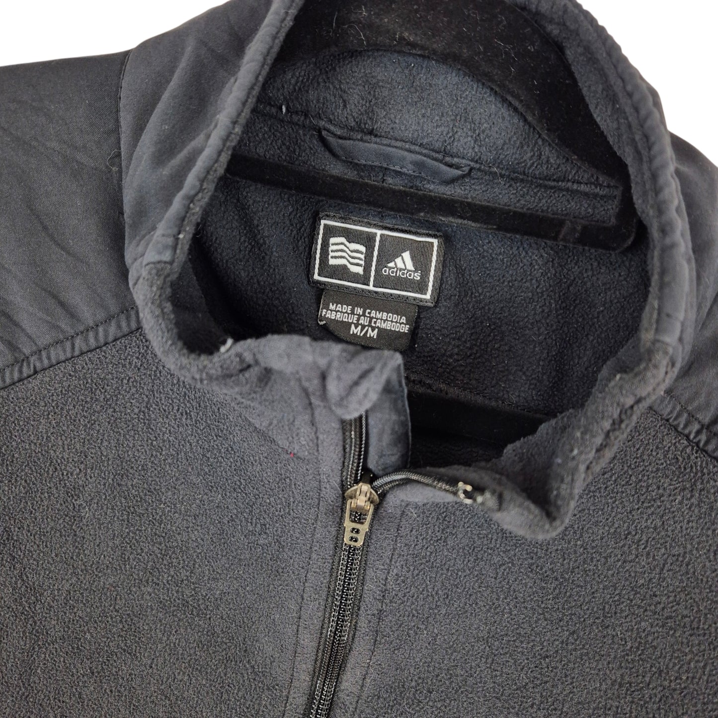 Vintage Adidas 2000's Black Quarter Zip Fleece Jumper Size M