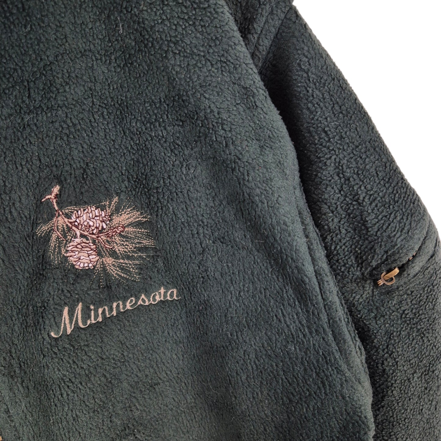 Vintage Minnesota 80's Green USA Made Fleece Zip Jumper Size S
