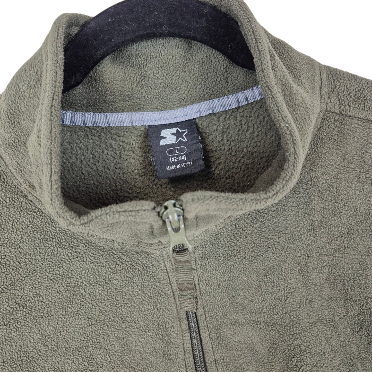 Vintage Starter Olive Green Fleece Zip Jumper Size L