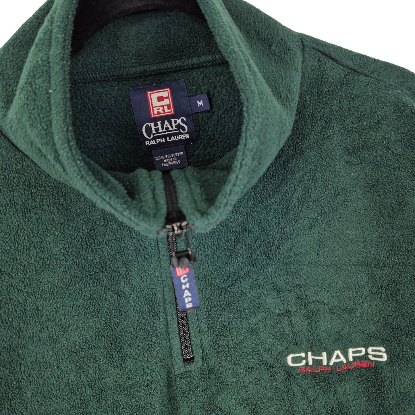 Vintage Ralph Lauren Chaps 90's Dark Green Quarter Zip Fleece Jumper Size M