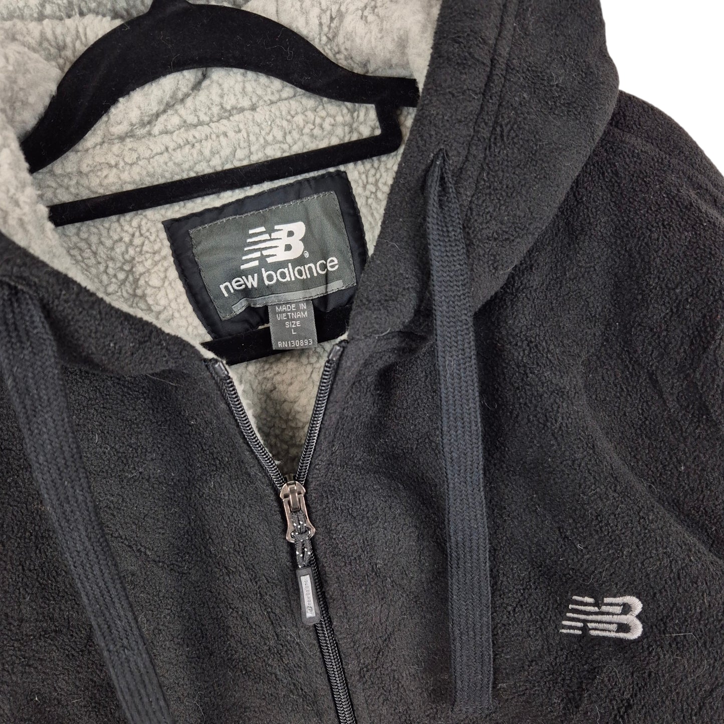 New Balance Black Thick Fleece Zip Hoodie SIze L