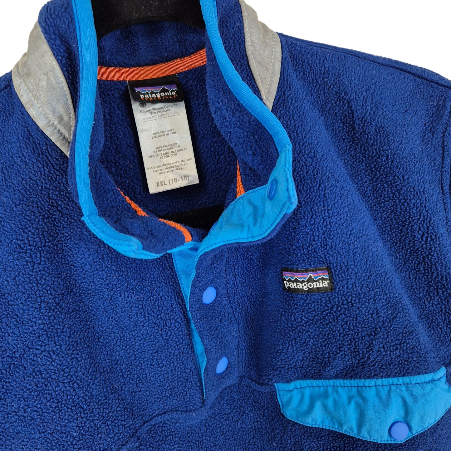 Patagonia Blue Quarter Button Fleece Jumper Size S