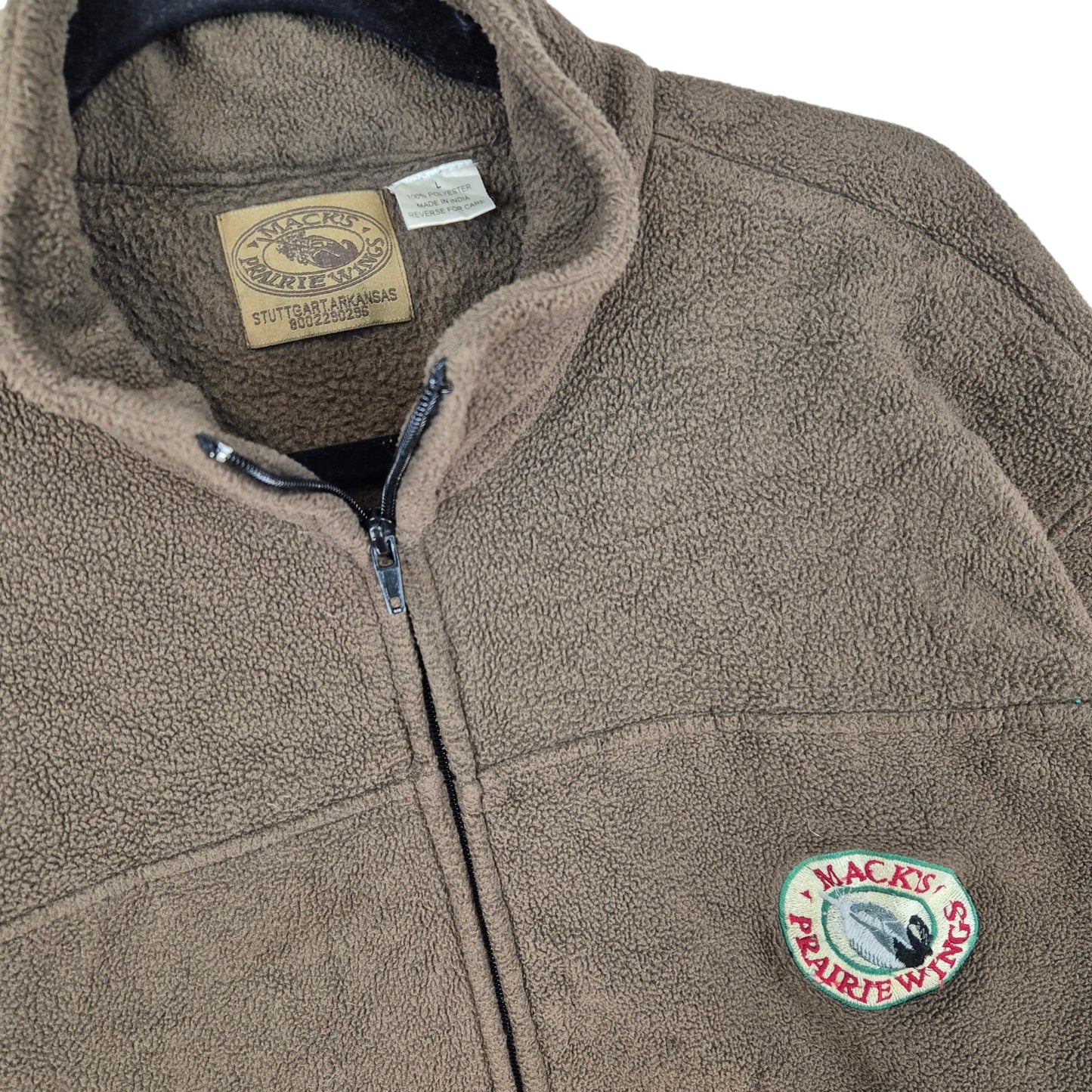 Macks Prairie Wings Arkansas Brown Fleece Zip Jumper Size L