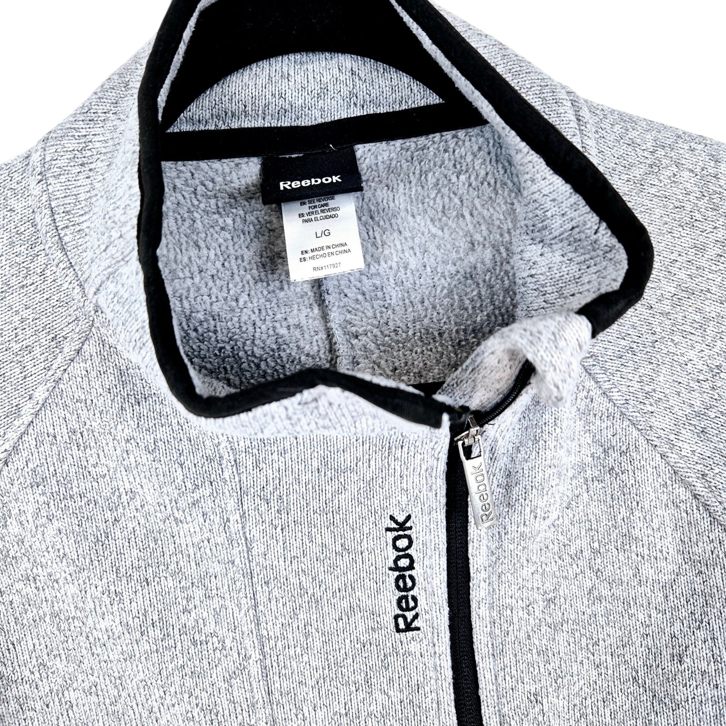 Reebok Womens Light Grey Fleece Zip Jumper Size L