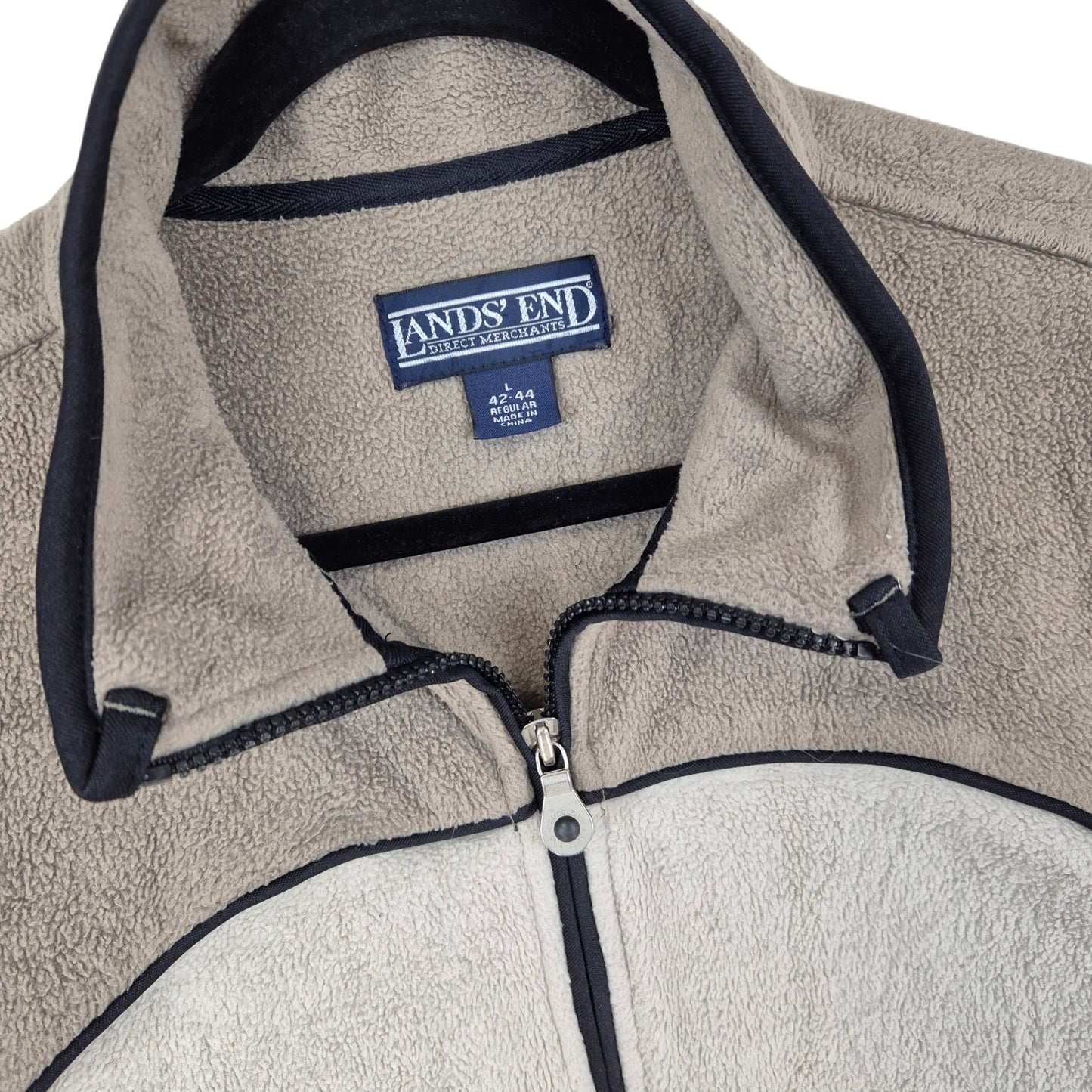Vintage Lands End 90's Brown Fleece Zip Jumper Size L