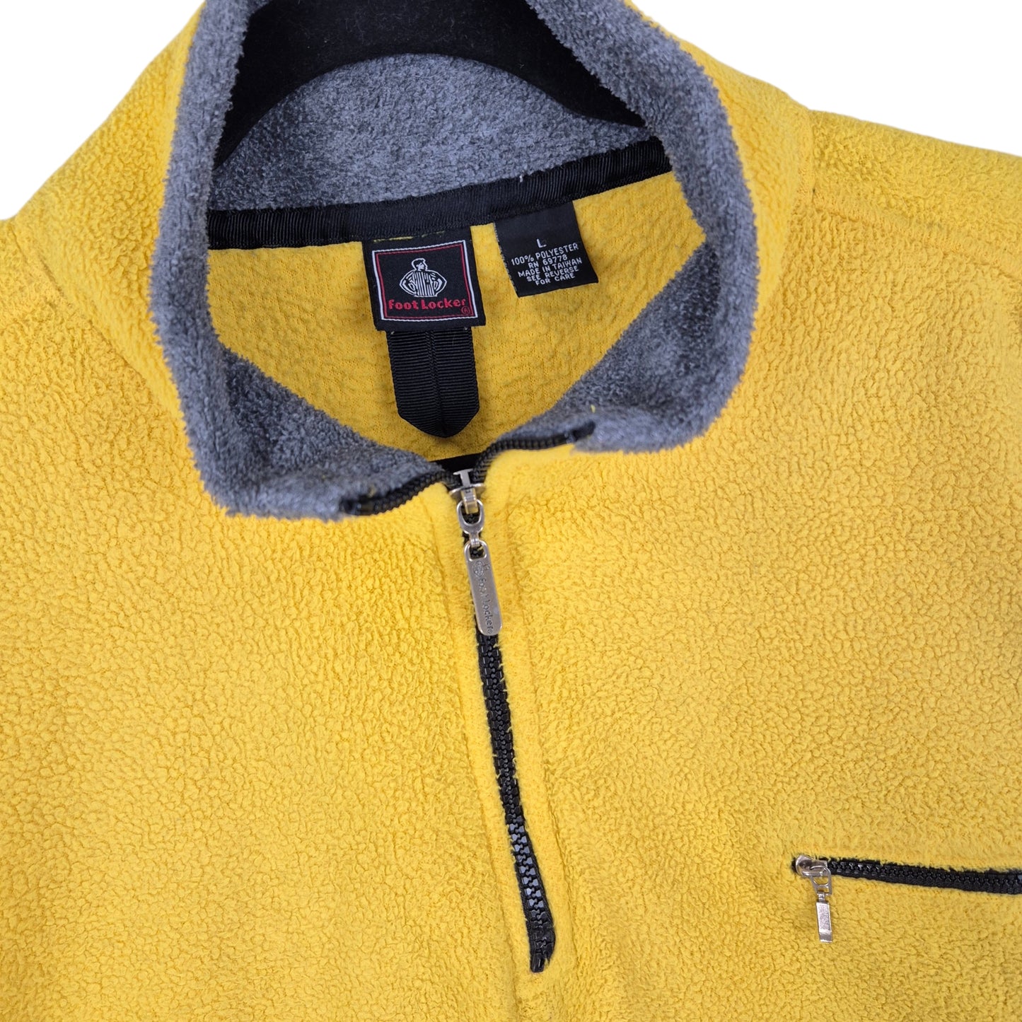 Vintage Foot Locker 90's Yellow Quarter Zip Fleece Jumper Size L