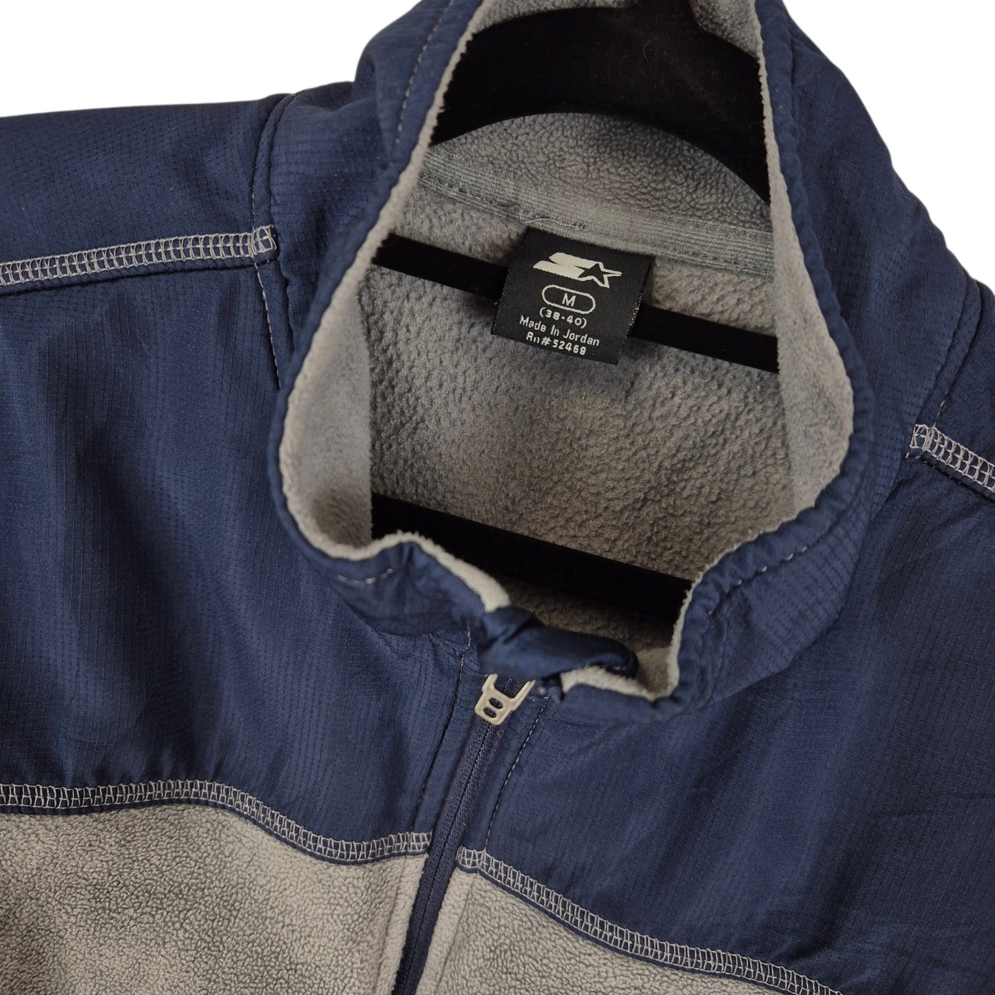 Vintage Starter Grey & Dark Blue Quarter Zip Fleece Jumper Size M