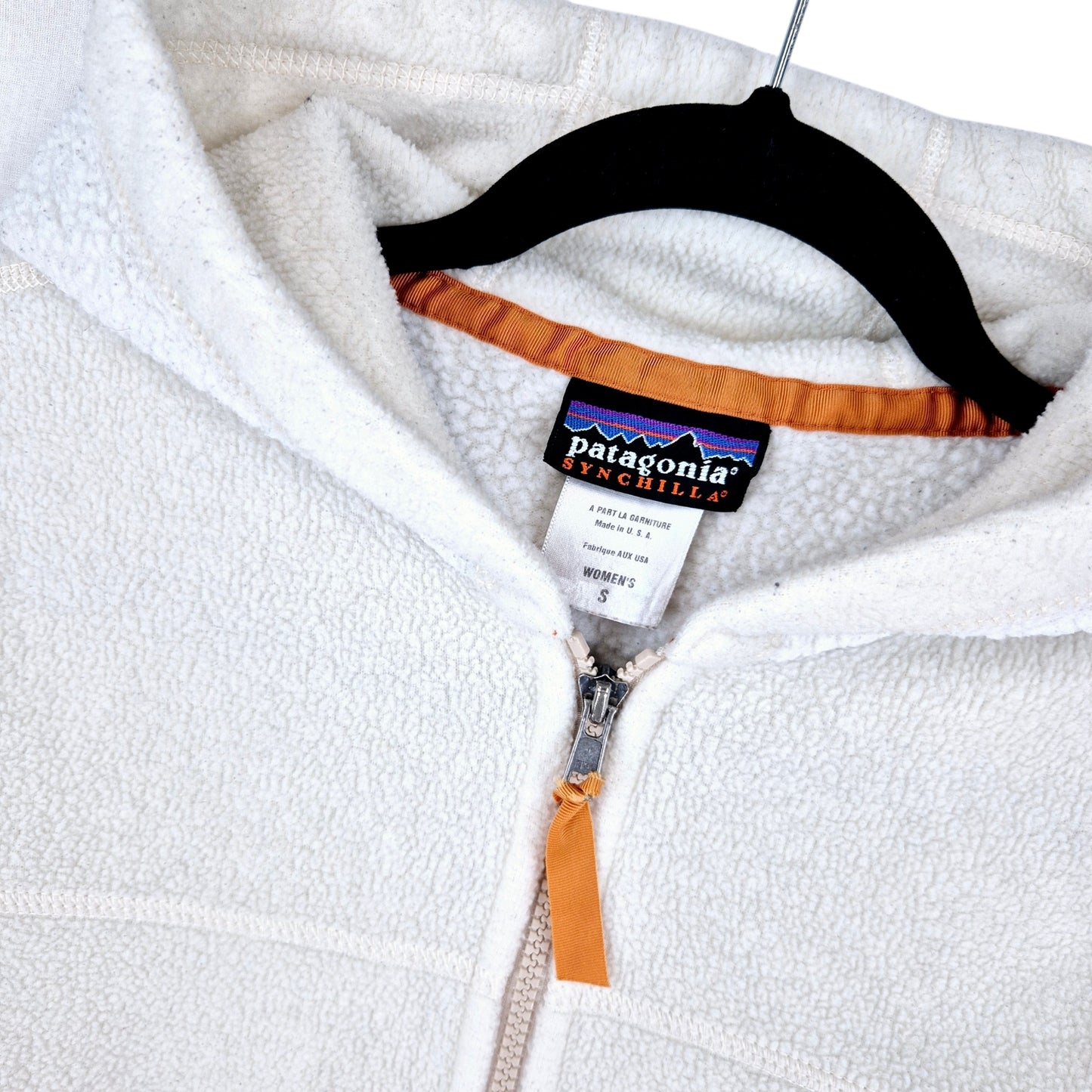 Vintage Patagonia 90's Womens White USA Fleece Zip Hoodie Size S