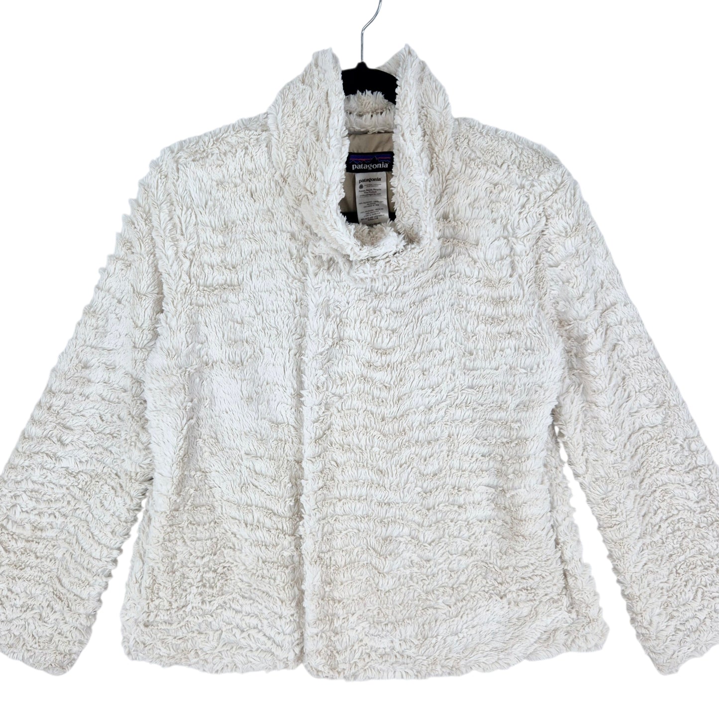 Patagonia Cream White Zip & Button Fleece Jumper Size M