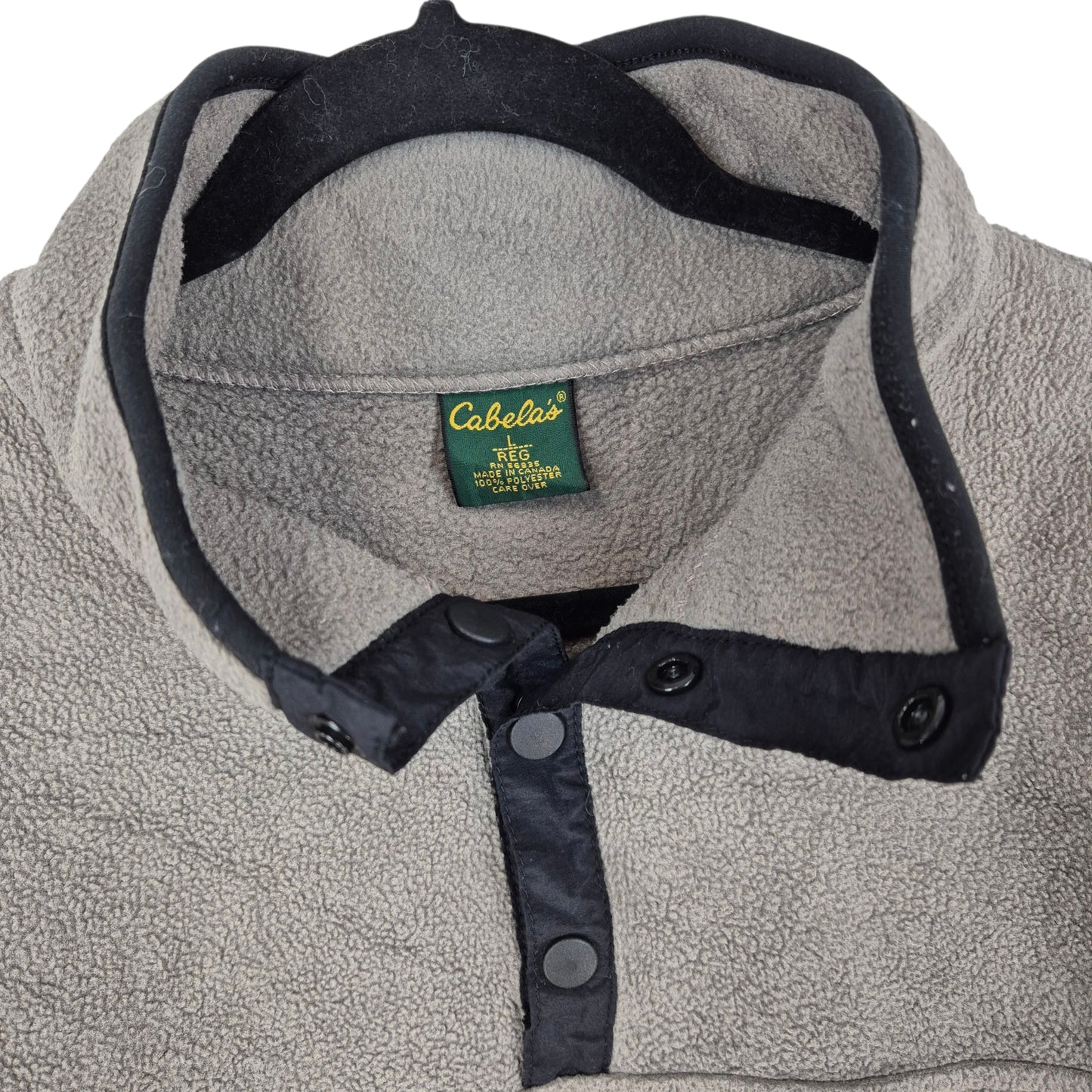 Vintage Cabelas 90's Grey Quarter Button Canada Fleece Jumper Size L