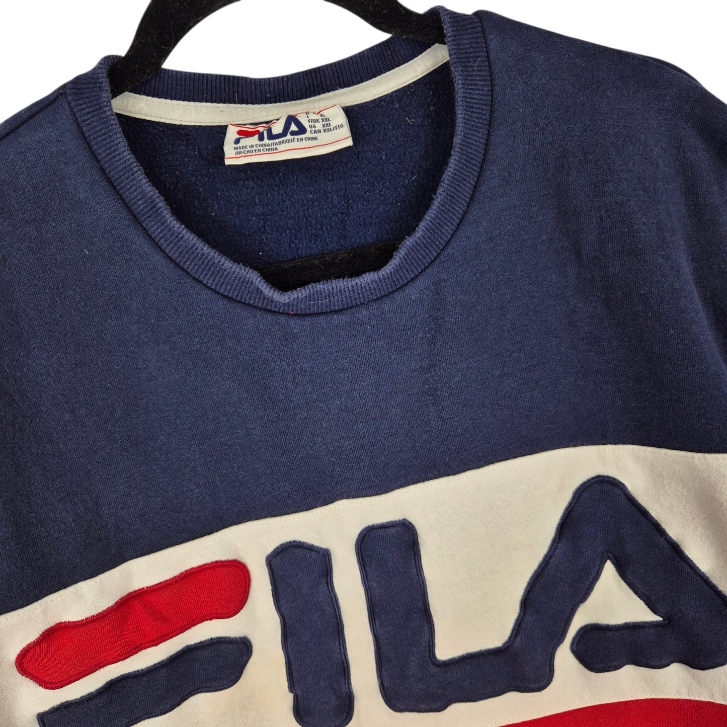 FILA Blue White & Red Embroidered Crewneck Sweater Size 2XL