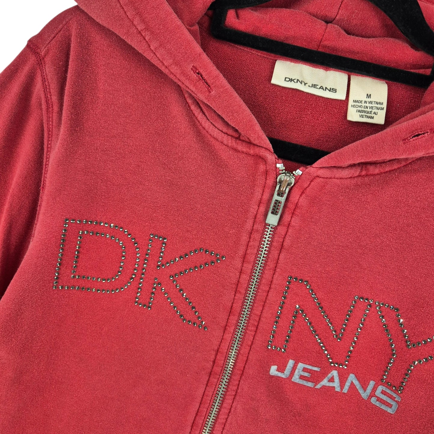 DKNY Jeans Womens Burgundy Zip Hoodie Size M