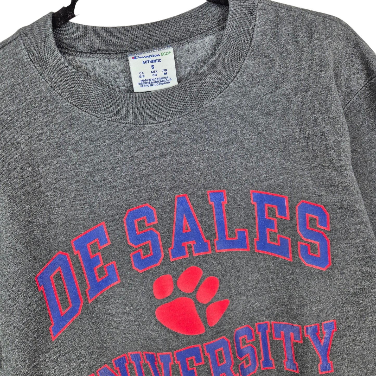 Champion De Sales University Dark Grey Crewneck Sweater Size S