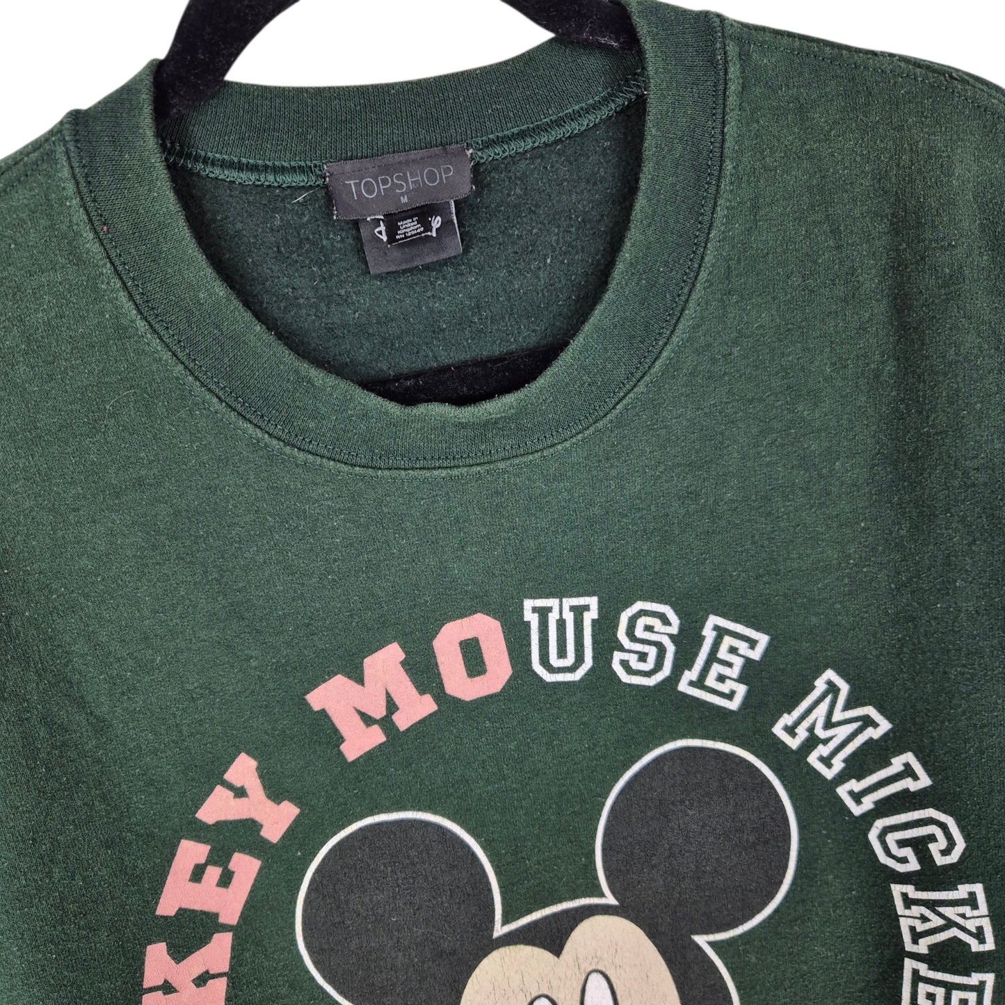 Topshop Disney Mickey Mouse Dark Green Crewneck Sweater Size M