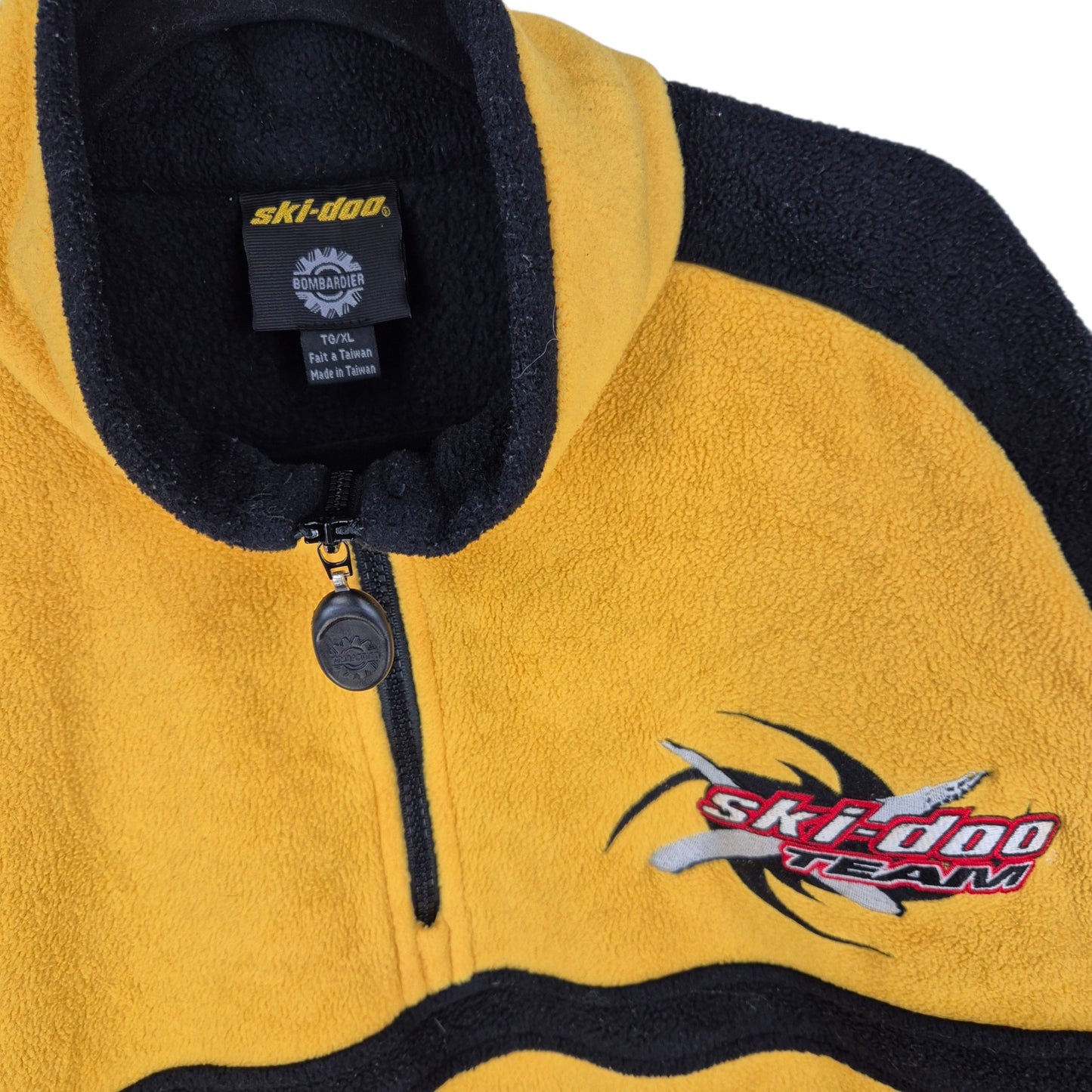 Ski Doo Yellow Quarter Zip Embroidered Fleece Jumper Size XL