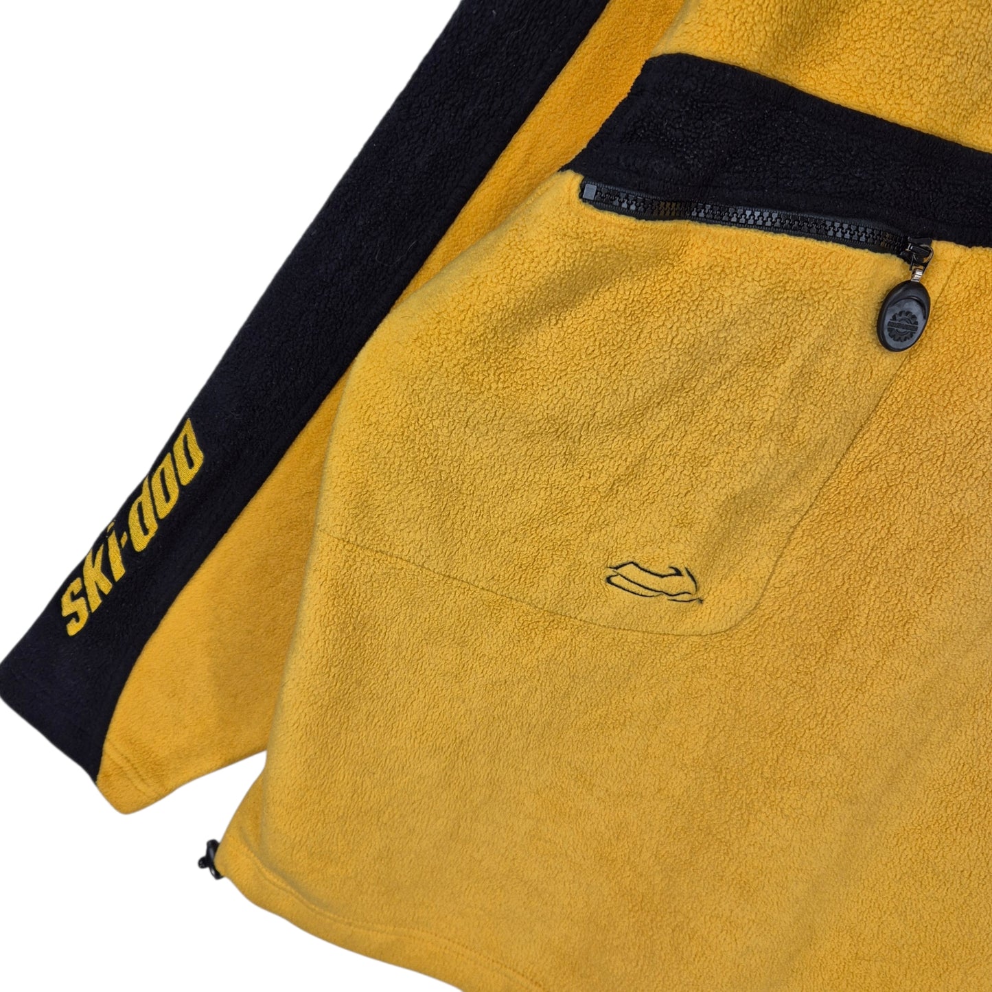 Ski Doo Yellow Quarter Zip Embroidered Fleece Jumper Size XL
