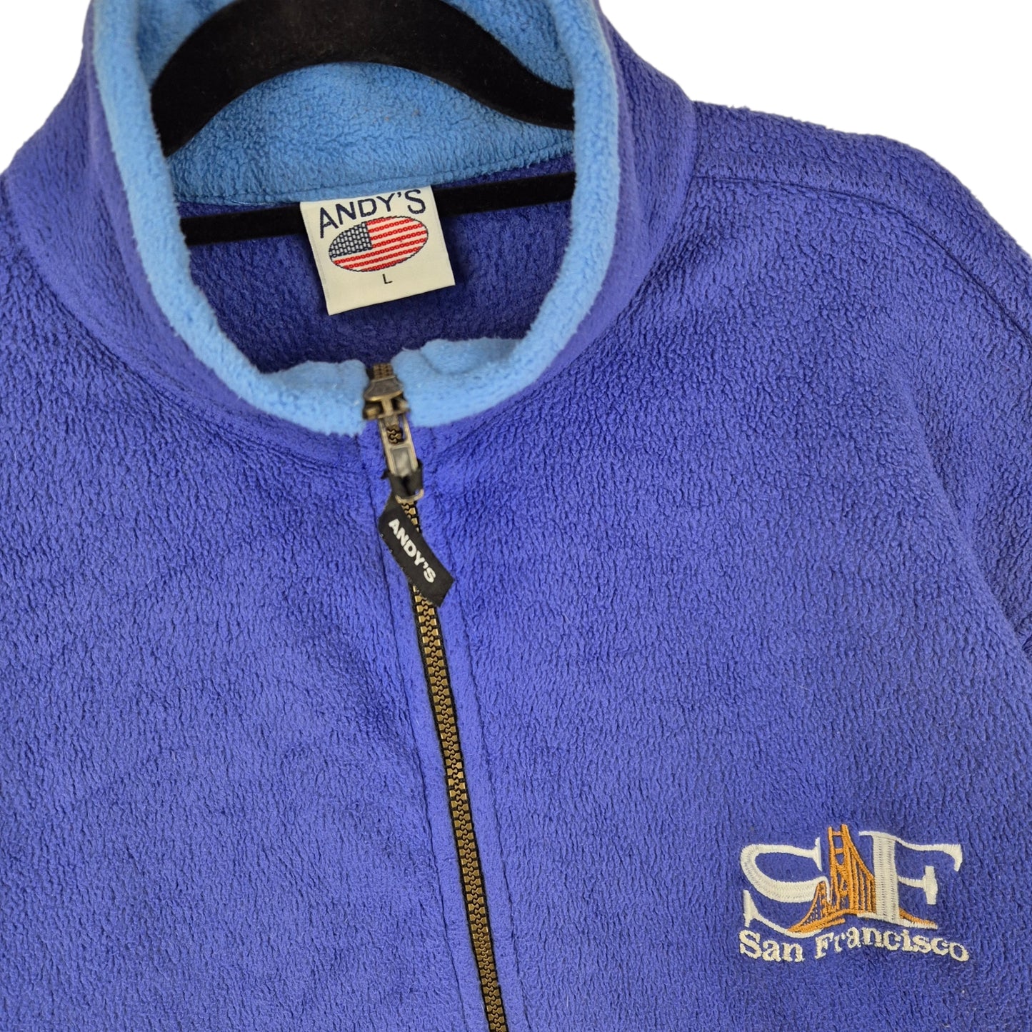 Vintage San Francisco 90's Blue Fleece Zip Jumper Size L