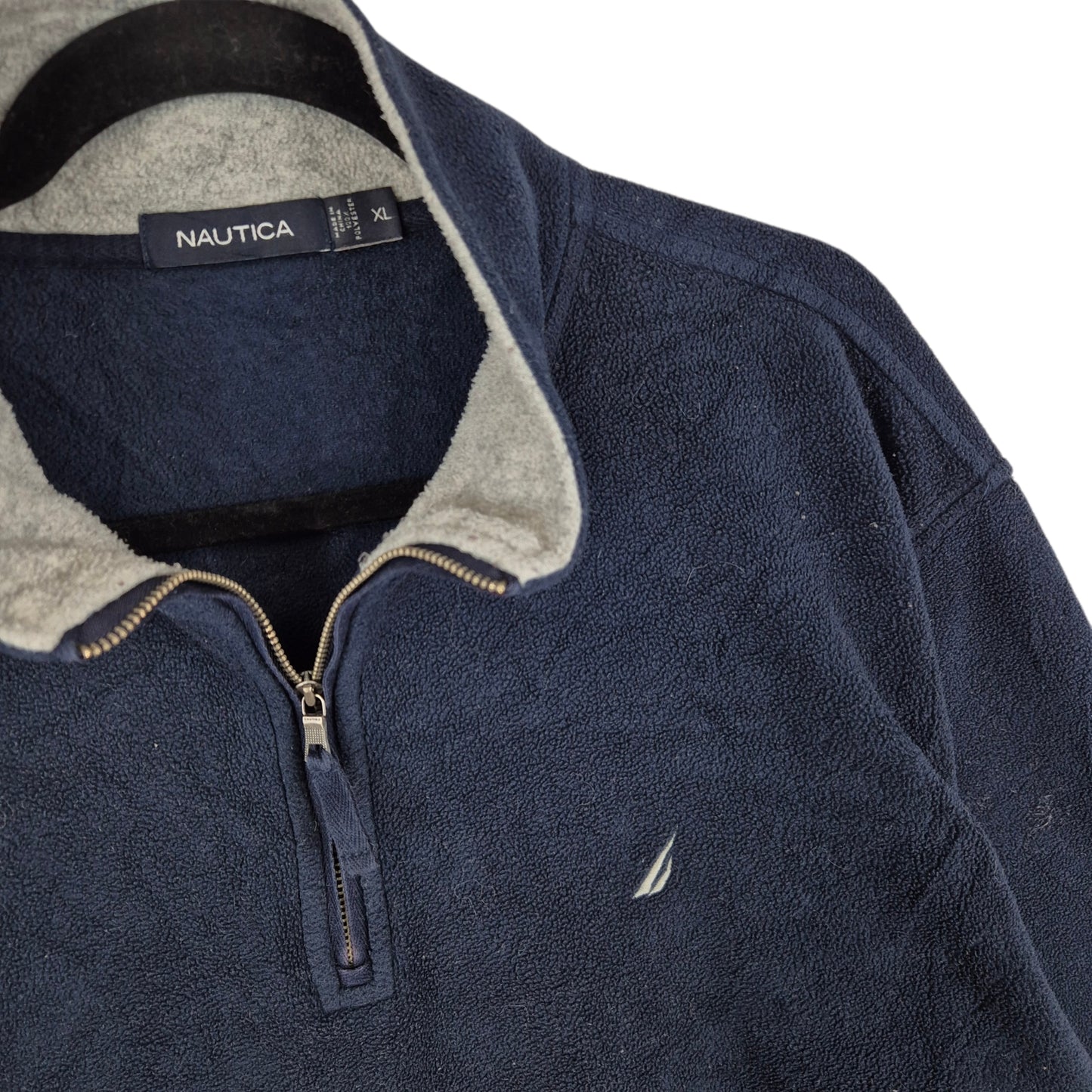Nautica Dark Blue Quarter Zip Fleece Jumper Size XL