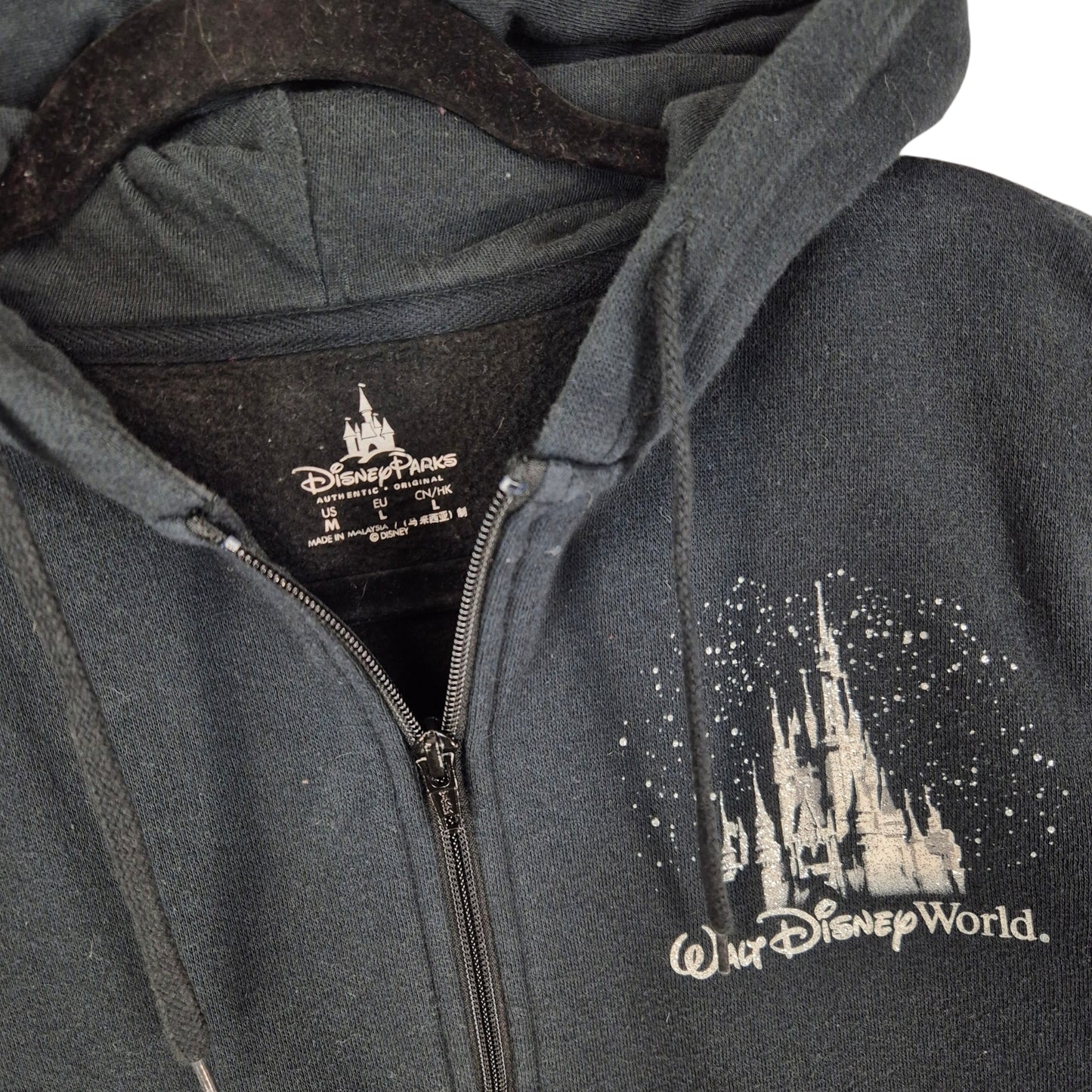 Walt Disney World Womens Black Zip Hoodie Size M