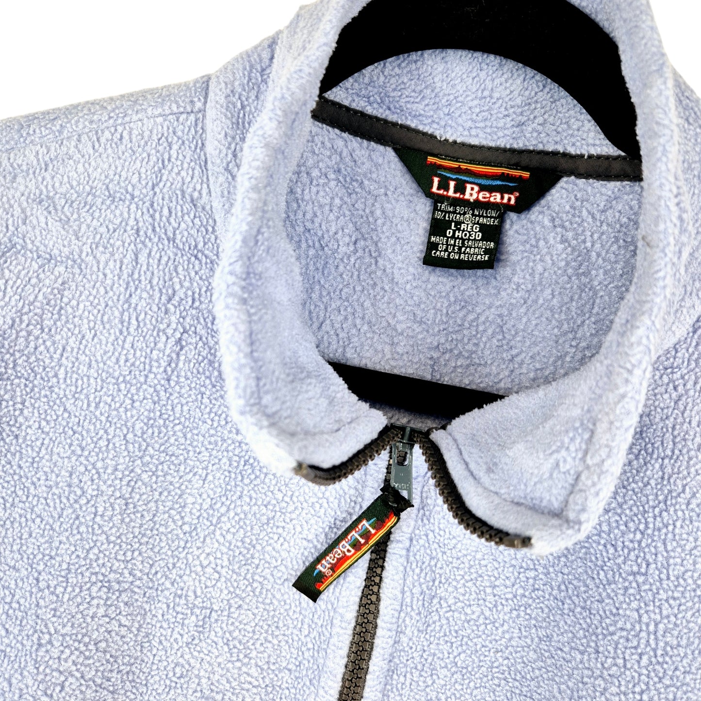 Vintage LL Bean 90's Light Blue Fleece Zip Jumper Size L