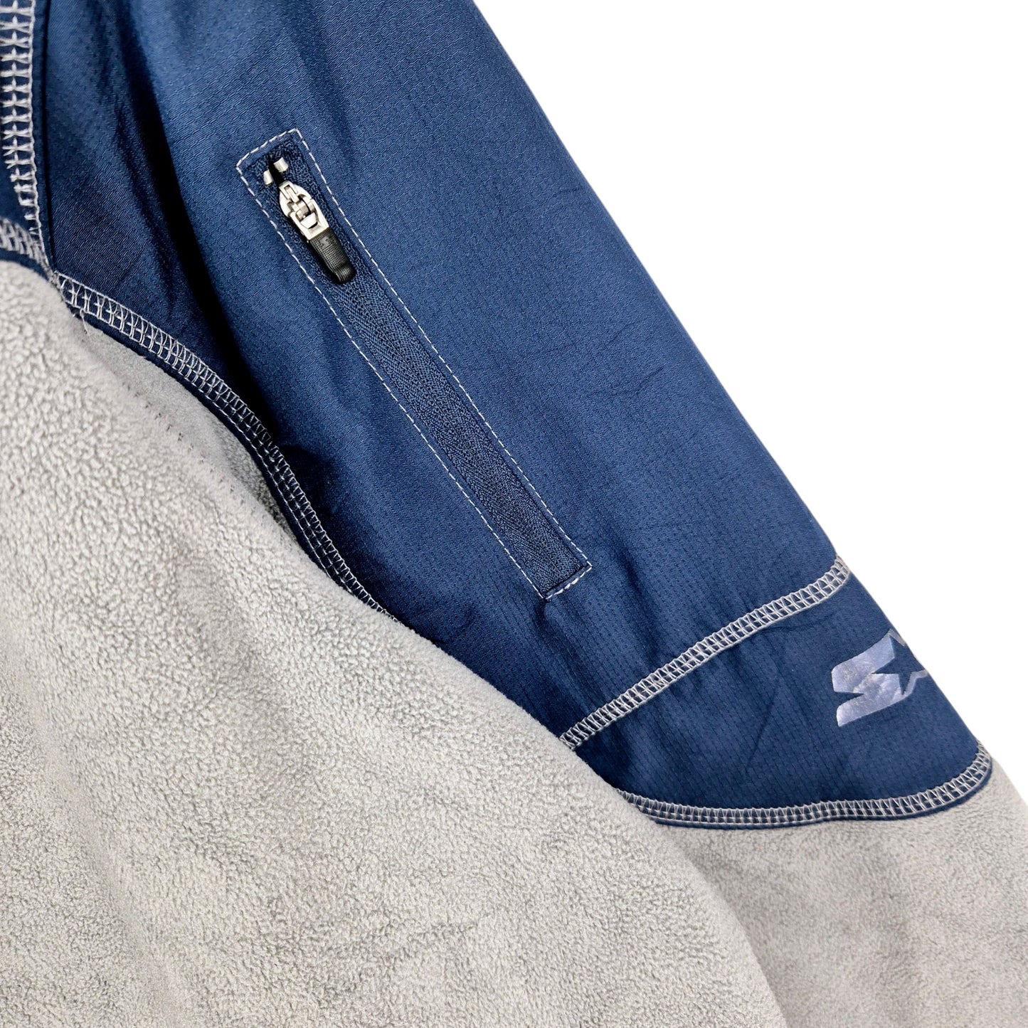 Vintage Starter Grey & Blue Quarter Zip Fleece Jumper Size L