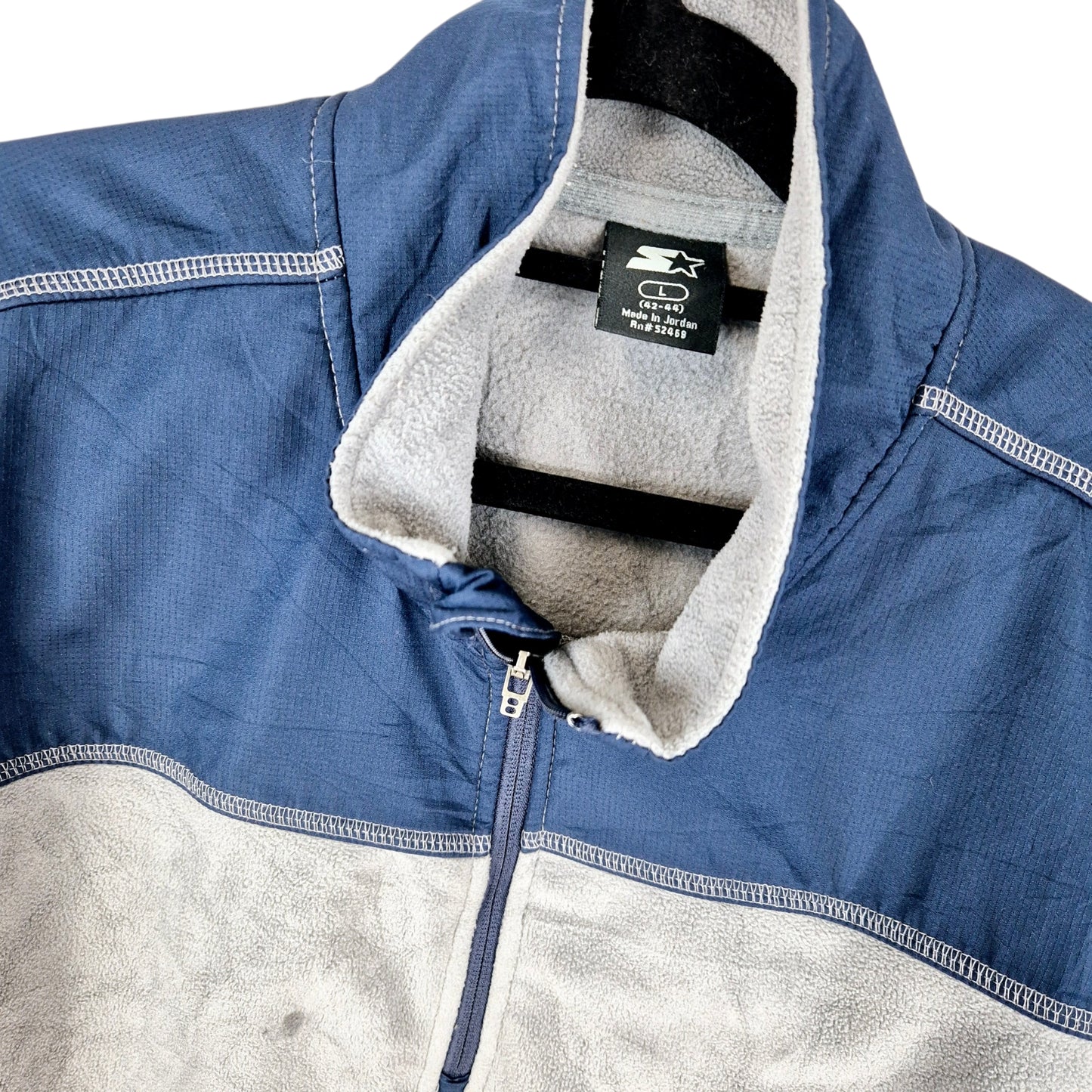 Vintage Starter Grey & Blue Quarter Zip Fleece Jumper Size L