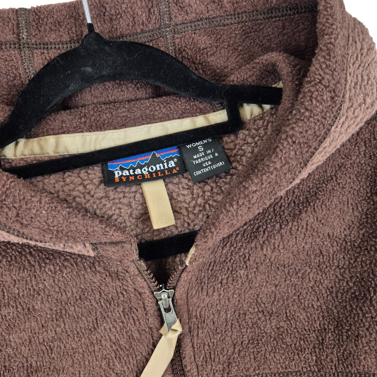 Vintage Patagonia 90's Womens Brown USA Made Fleece Hoodie Size S