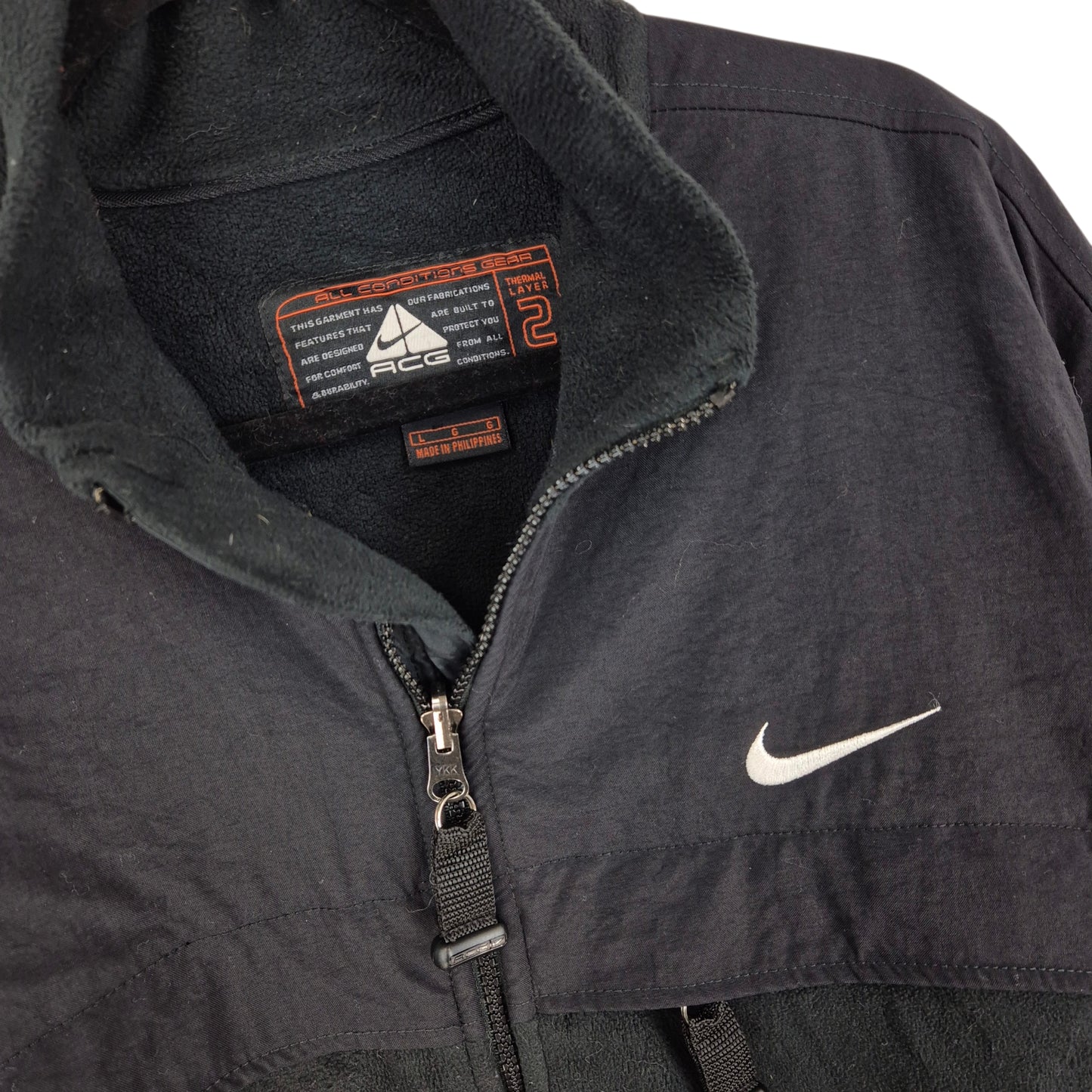 Vintage Nike ACG 2000's Black Heavy Fleece Zip Jumper Size L