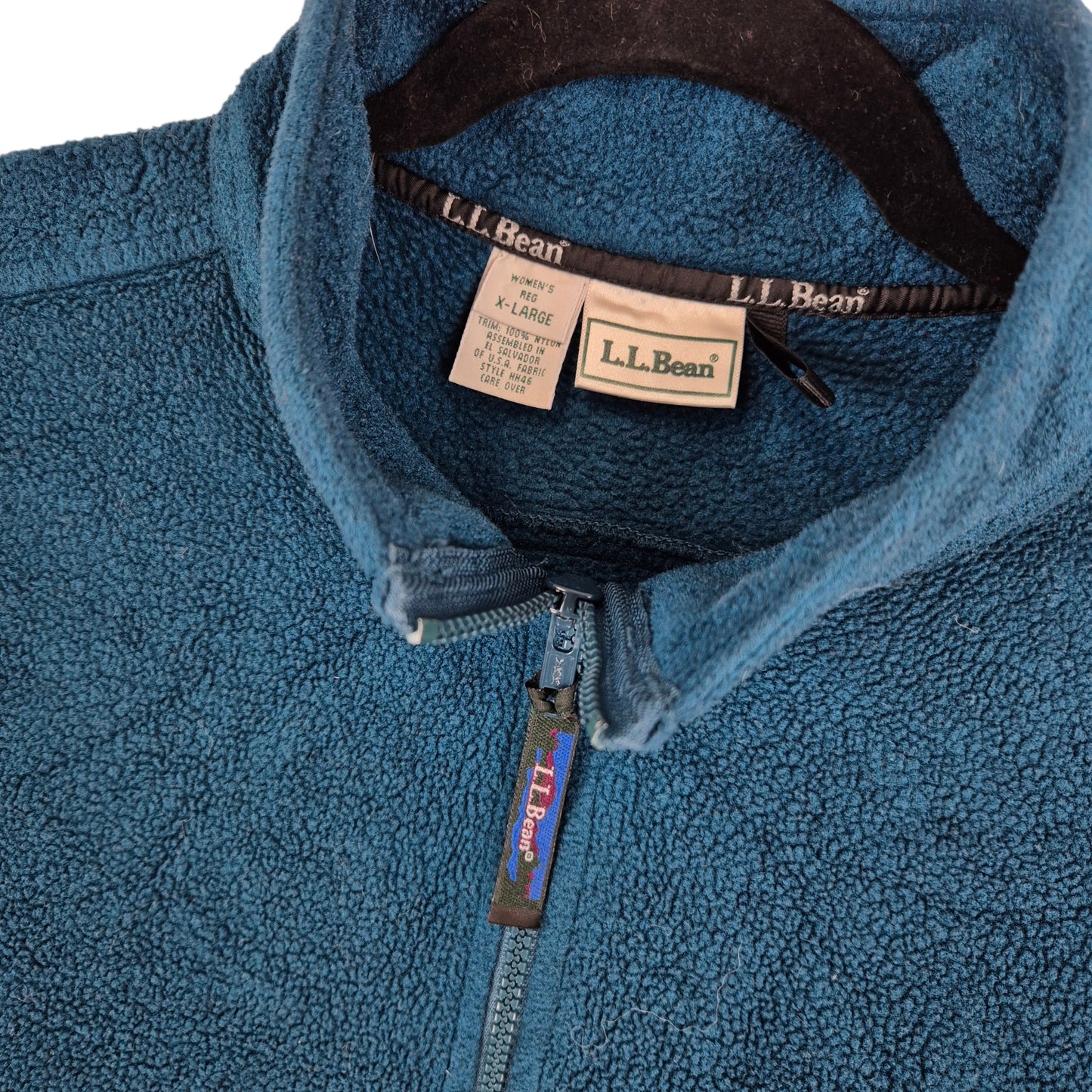 Vintage LL Bean 90's Womens Aqua Green Quarter Zip Fleece Jumper Size XL