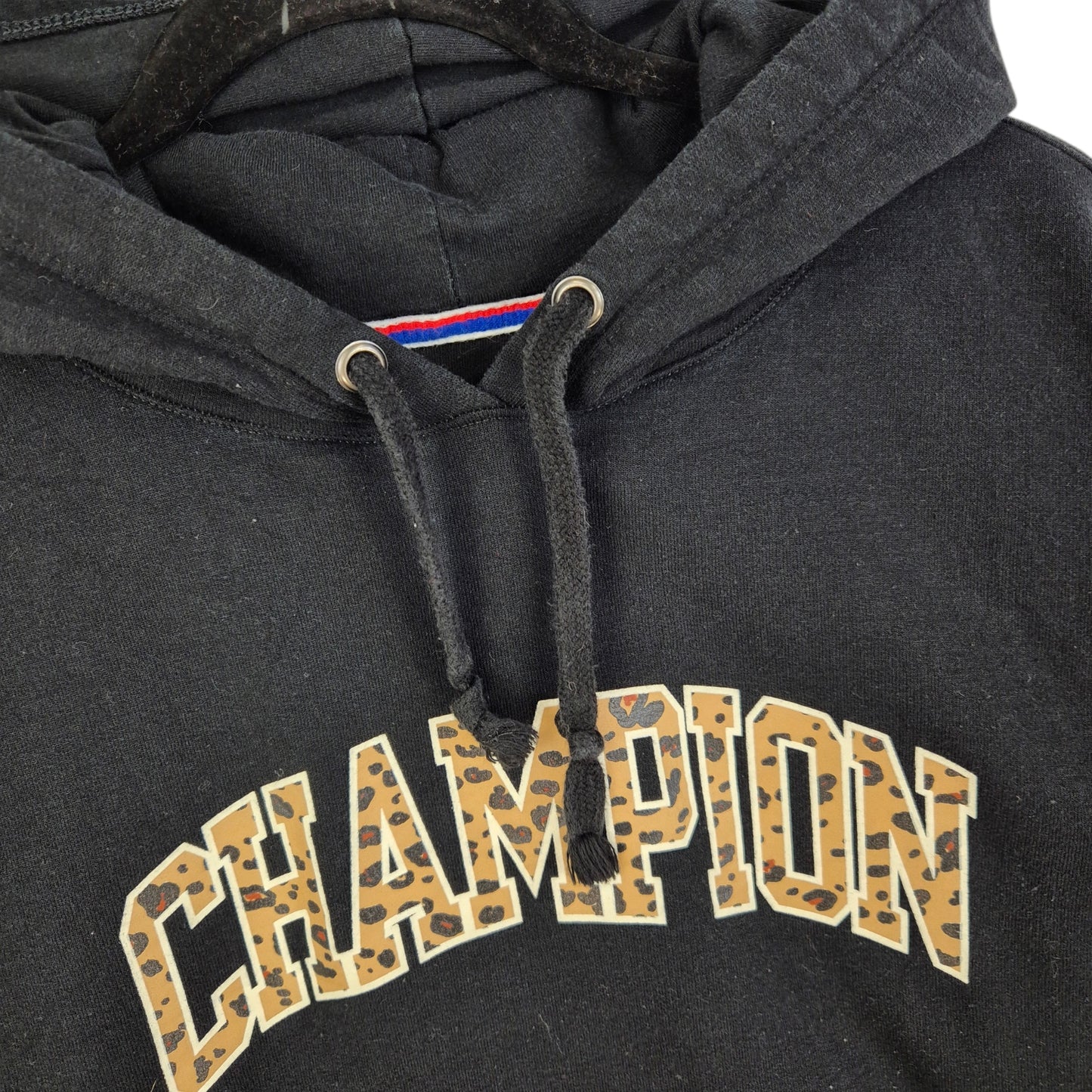 Champion Womens Black Chest Script Hoodie Size L