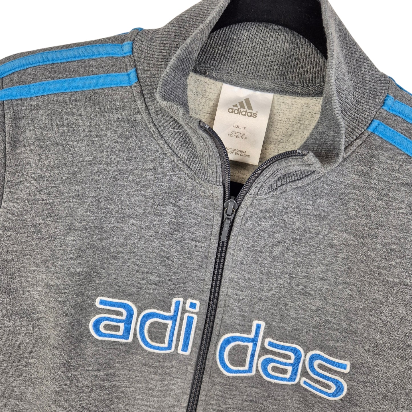 Vintage Adidas 2000's Womens Grey Embroidered Zip Sweater Size L