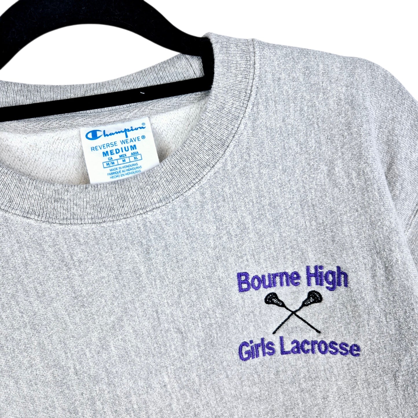 Champion Reverse Weave Light Grey Bourne High Girls Lacrosse Sweater Size M