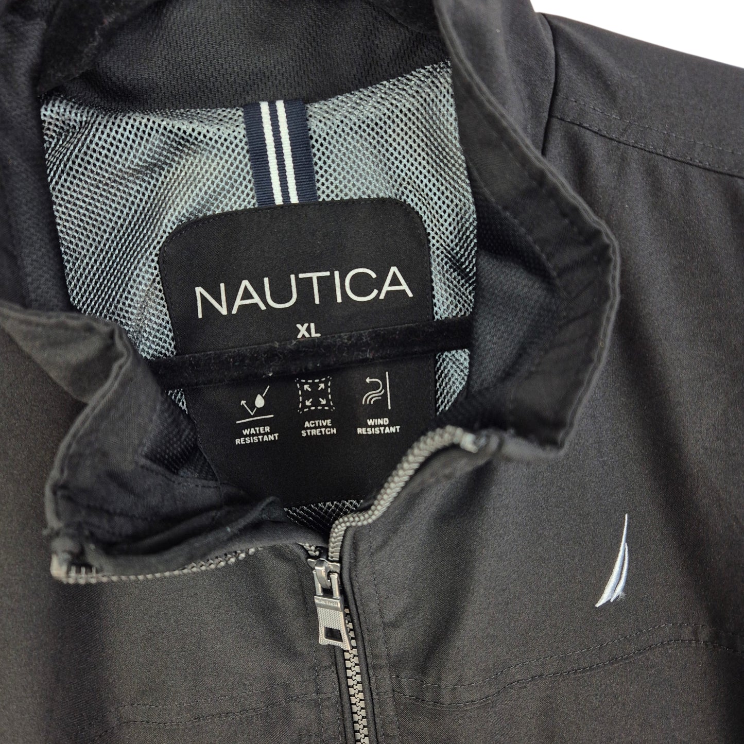 Nautica Black Light Windbreaker Jacket Size XL