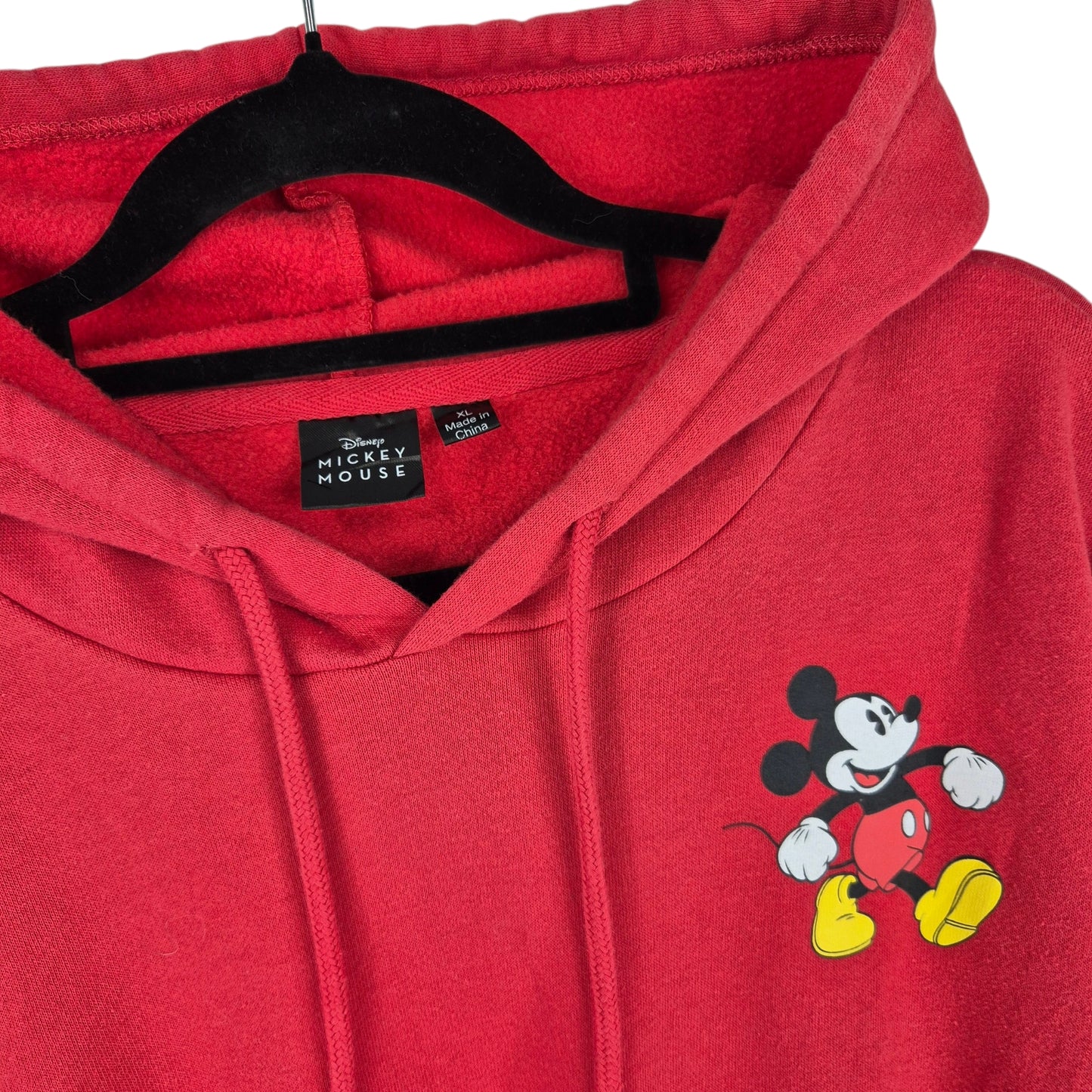Disney Womens Red Mickey Mouse Crop Hoodie Size XL